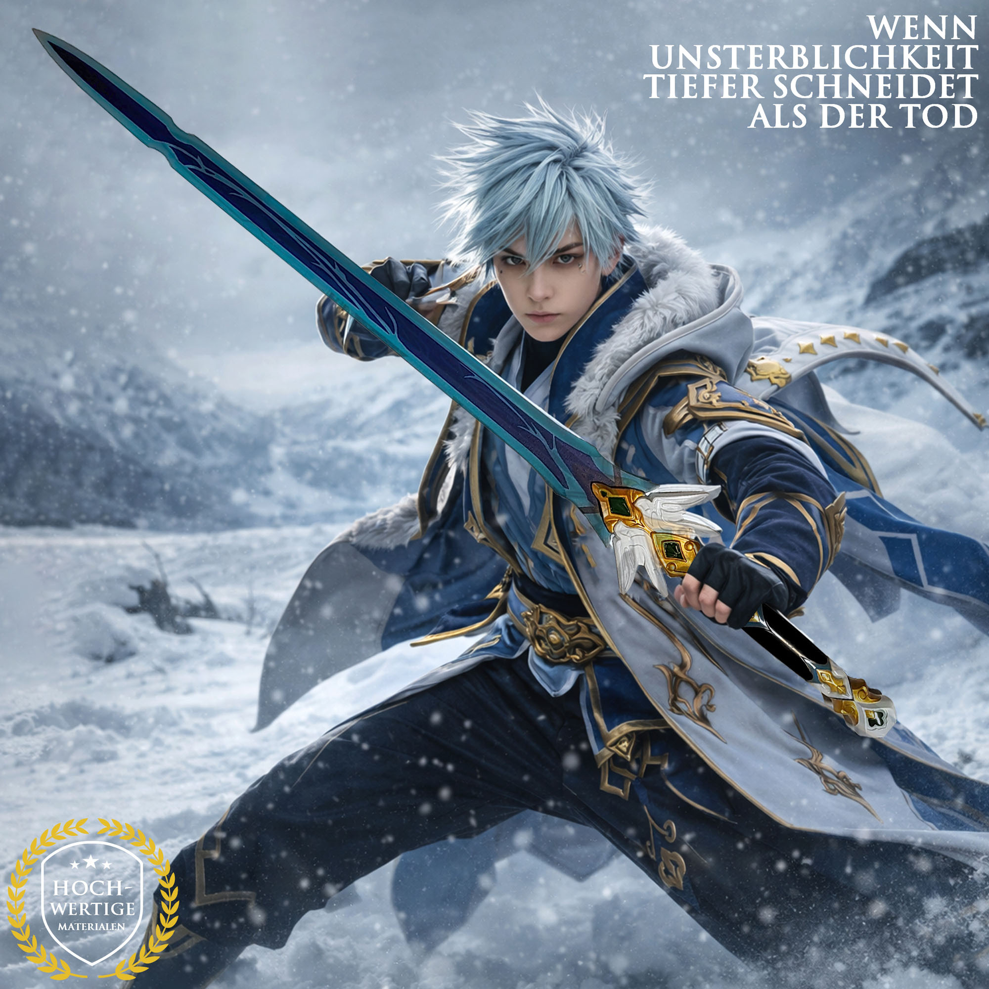 Honkai: Star Rail Yanqing Schwert 104,5cm | Edelstahl Replik mit PU-Scheide | Xianzhou Luofu Cosplay Waffe & Gaming Deko | HSR Merch