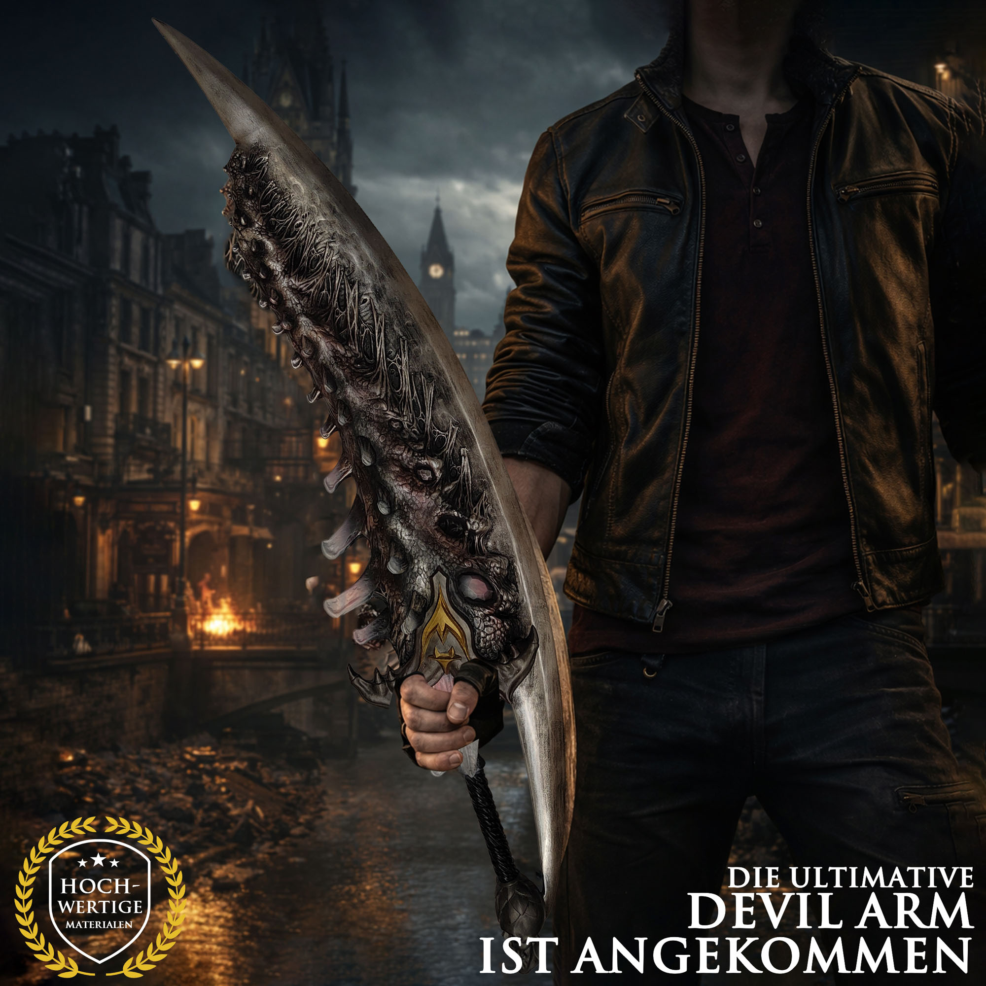 Devil May Cry 5 Sparda Schwert Replik 134 cm – Devil Arm Sparda 1:1 Deko Riesenschwert aus Harz und Fiberglas – DMC 5 Sammlerstück Cosplay Waffe Legendärer Dunkler Ritter