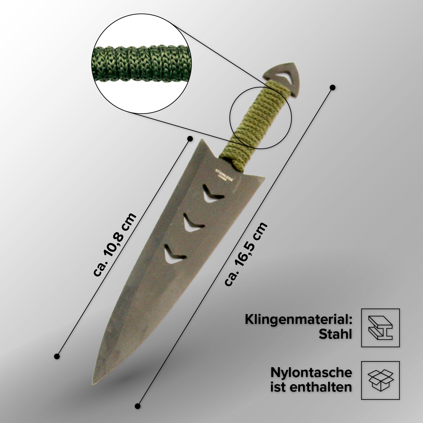 6er Wurfmesserset mit Halter und Zielscheibe