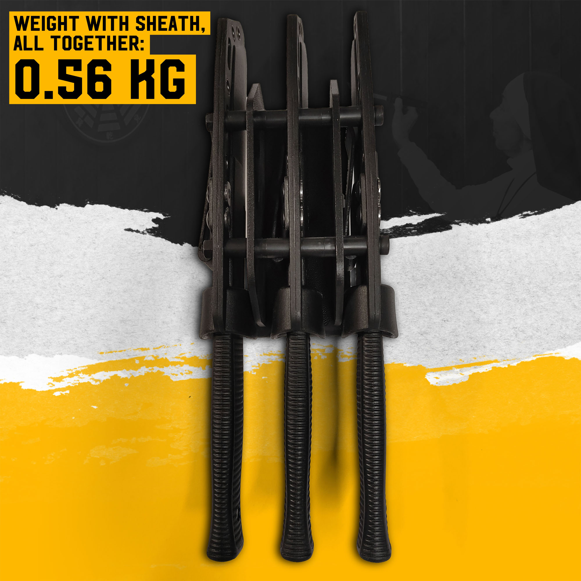 3 Tanto-Wurfmesser mit Kydex-Scheide & Tek-Lok System