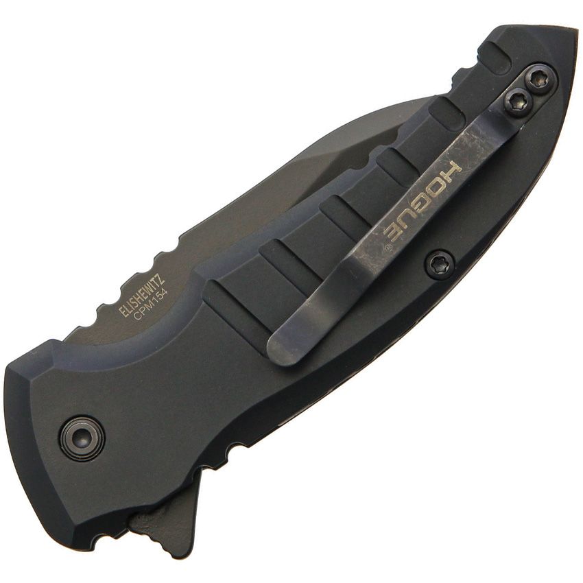 X1-Microflip, CPM-154 schwarze Wharncliffe-Klinge, mattschwarzer Aluminiumgriff