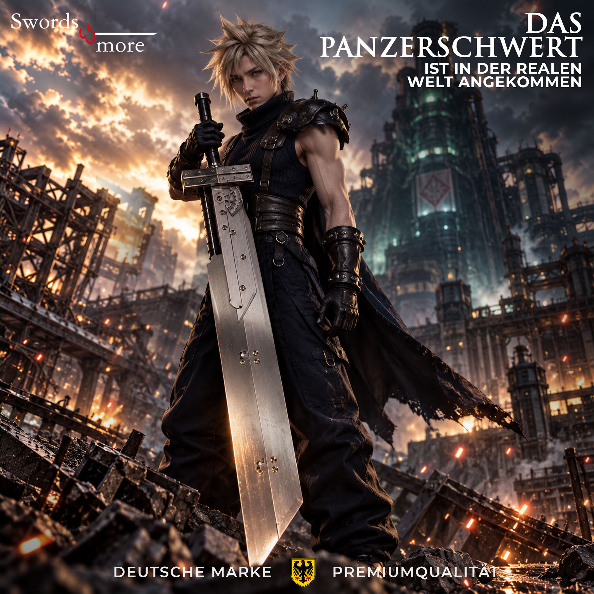 Final Fantasy Buster Schwert 6 In 1 Stahl Replika Cosplay Deko Waffe 110 cm