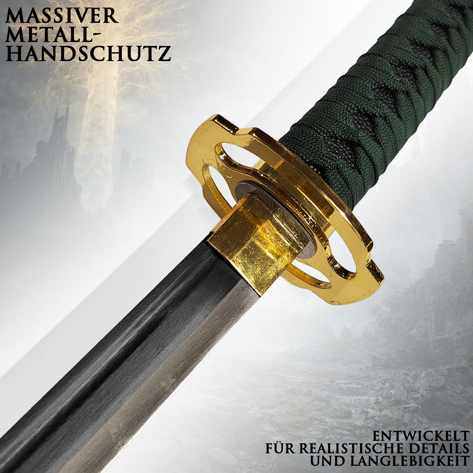 Elden Ring Nagakiba Katana 102cm | Jäger Yura Schwert aus Stahl mit Holzscheide | Bloody Finger Hunter Replik | Leichtes Samurai Cosplay Schwert & Deko