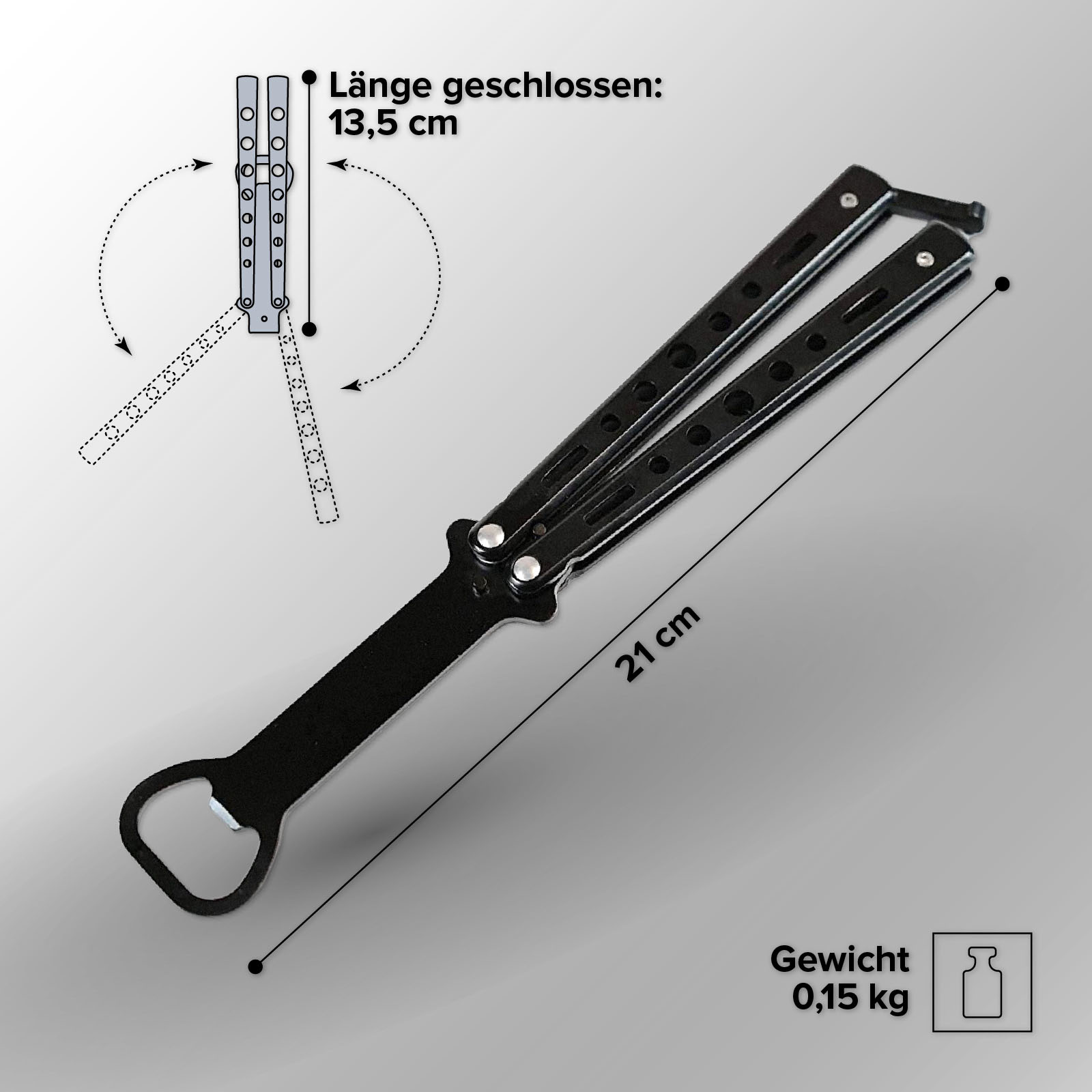 Schwarzer Balisong Flaschenöffner