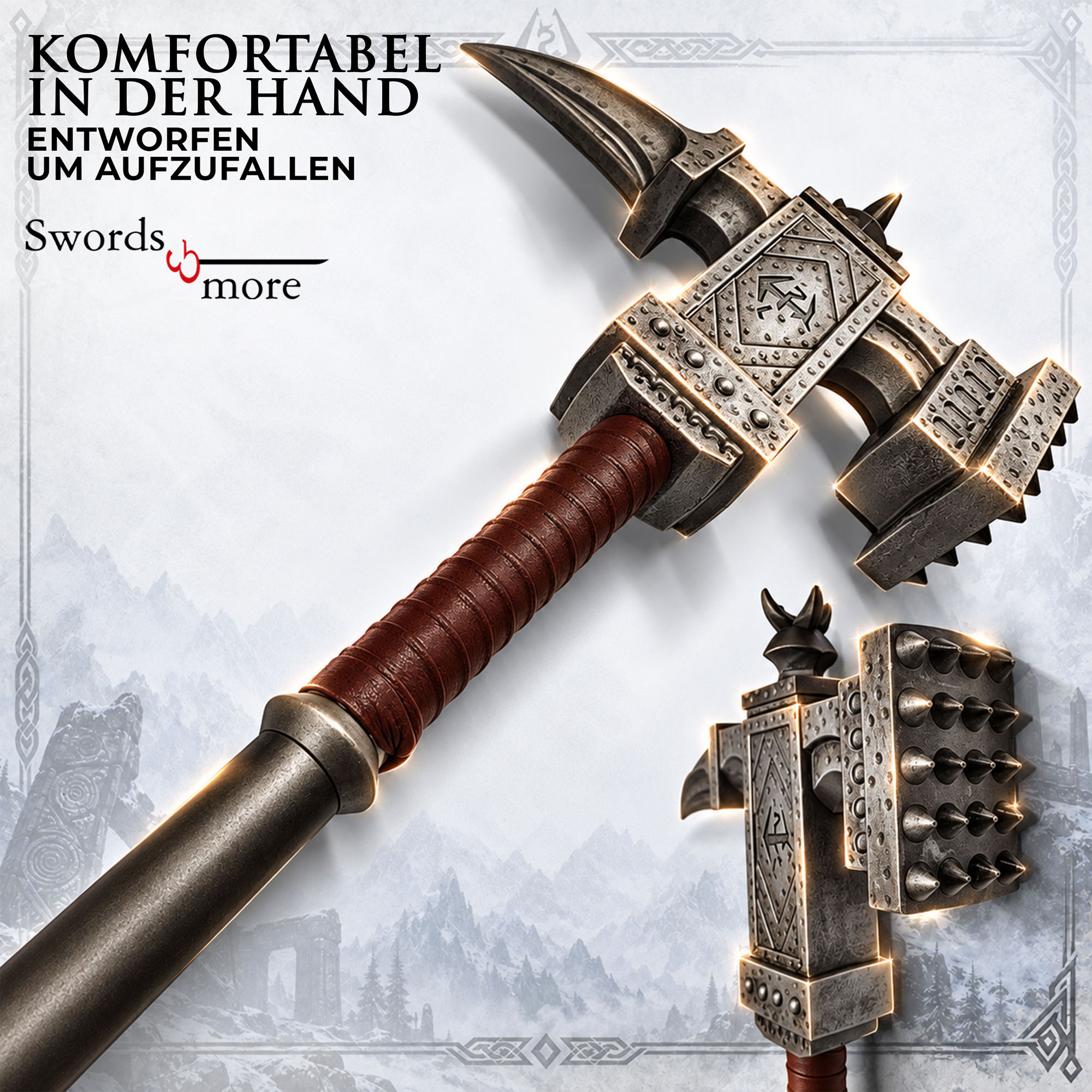 Skyrim Dragonborn Champions Club Hammer Metall Replik Inkl Wandhalter 86 cm