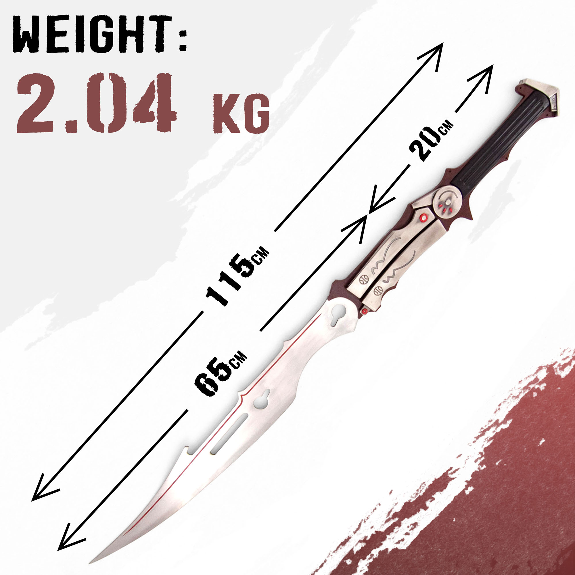 Final Fantasy Lightning Blazefire Saber Schwert 115 cm – FF13 Gunblade Replik Metall Cosplay Waffe mit Ständer – Gaming Sammlerstück Anime Deko Schwert