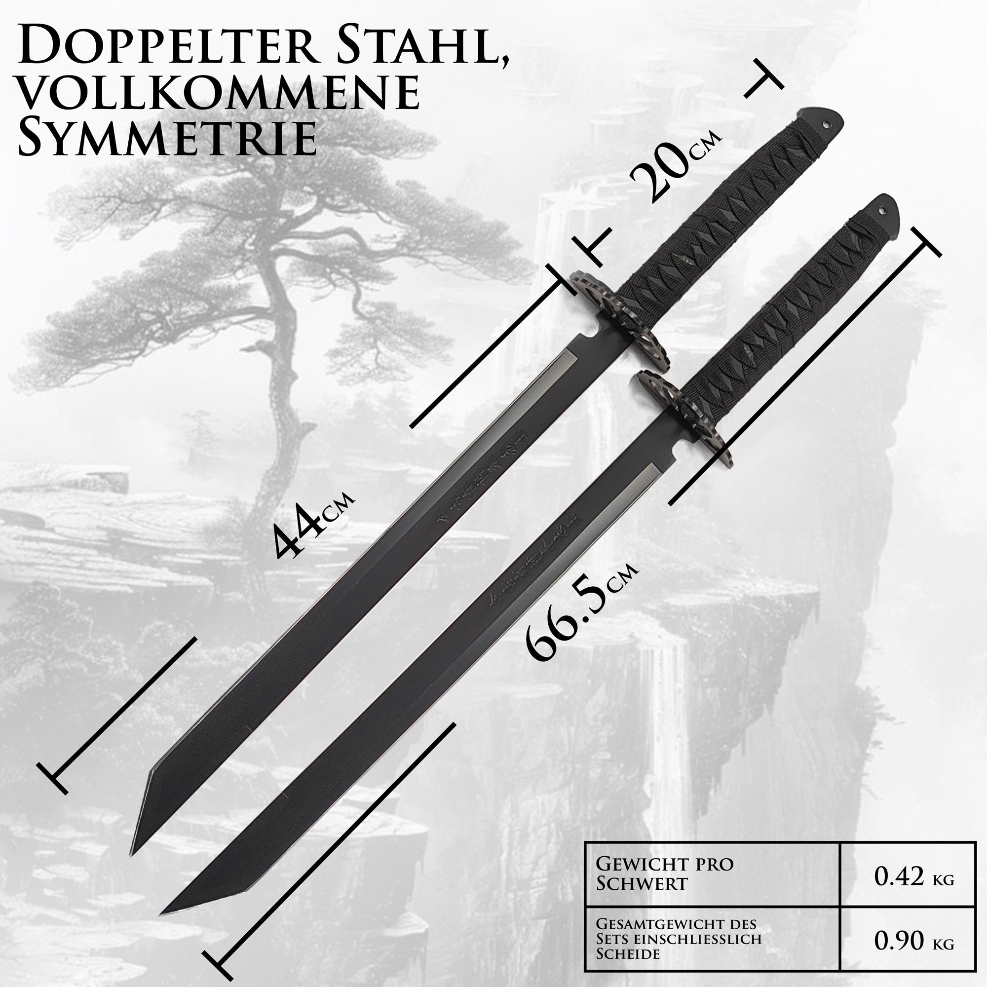 Doppeltes Ninja-Schwert mit Scheide