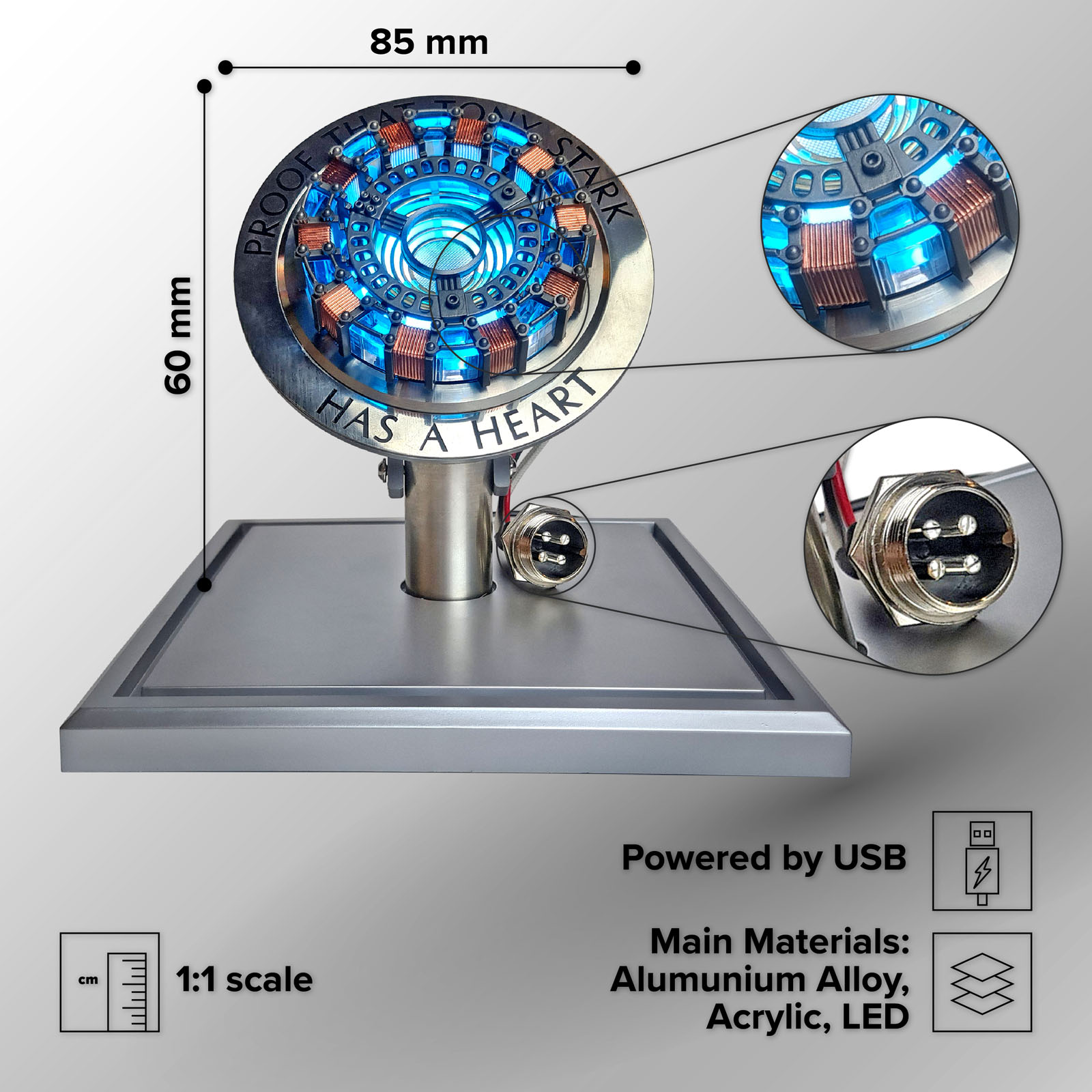 The Avengers: Iron Man MK1 Arc Reaktor LED Licht im Maßstab 1:1 
