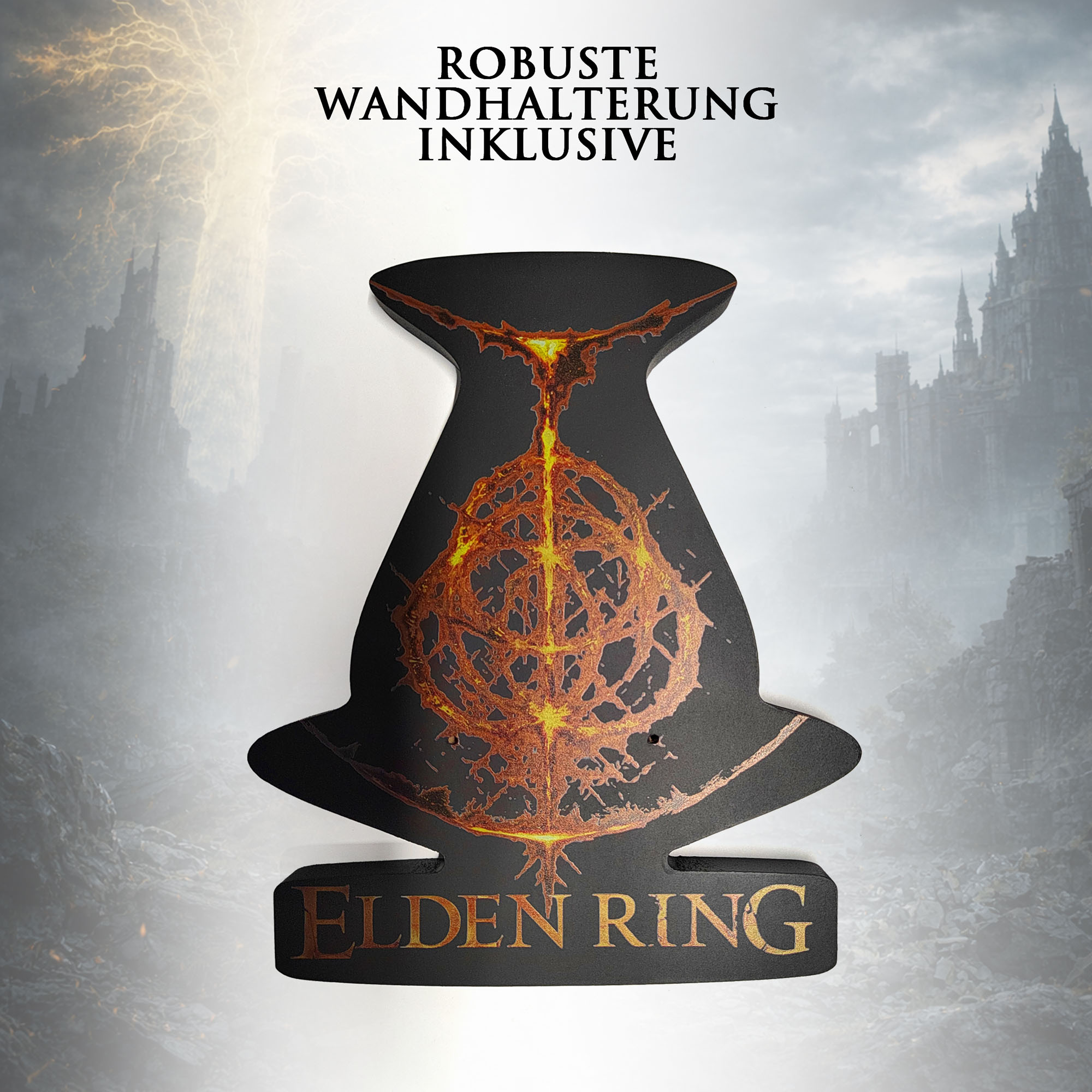 Elden Ring Rellana Zwillingsschwert 107,5cm mit Wandhalter | Shadow of the Erdtree Replik Stahl & Alu-Griff | Zwillingsmond-Ritterin Waffe & Gaming Deko