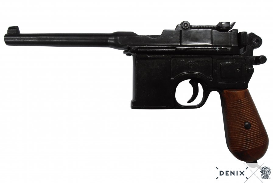 Mauser (Pistole) schwarz C 96 mit lackiertem Holzgriff