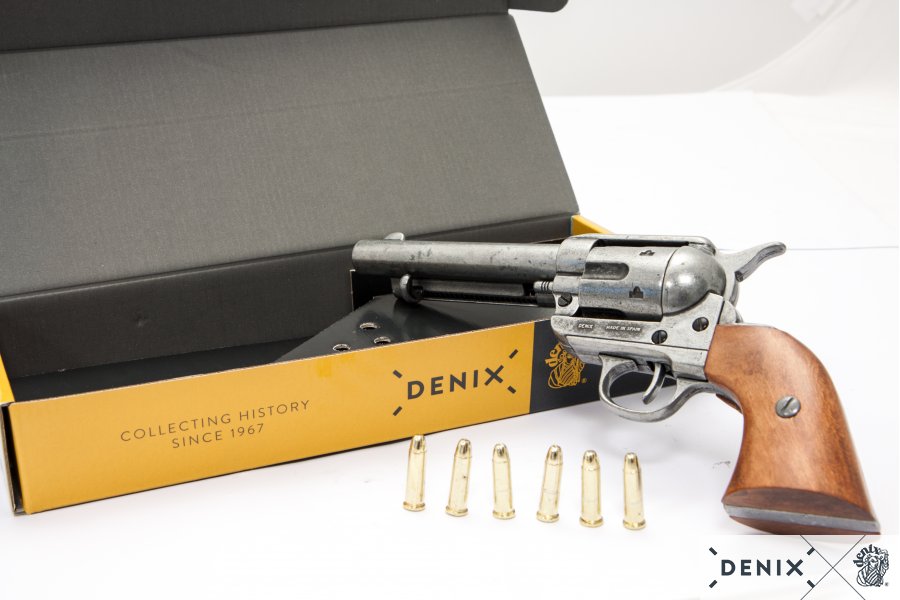 45er Colt Peacemaker grau mit 6 Patronen