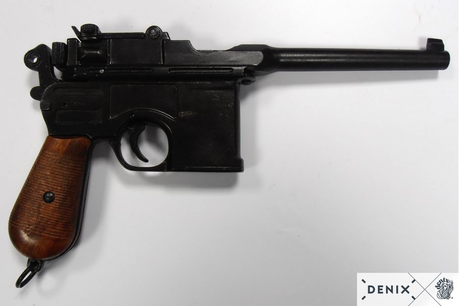 Mauser (Pistole) schwarz C 96 mit lackiertem Holzgriff