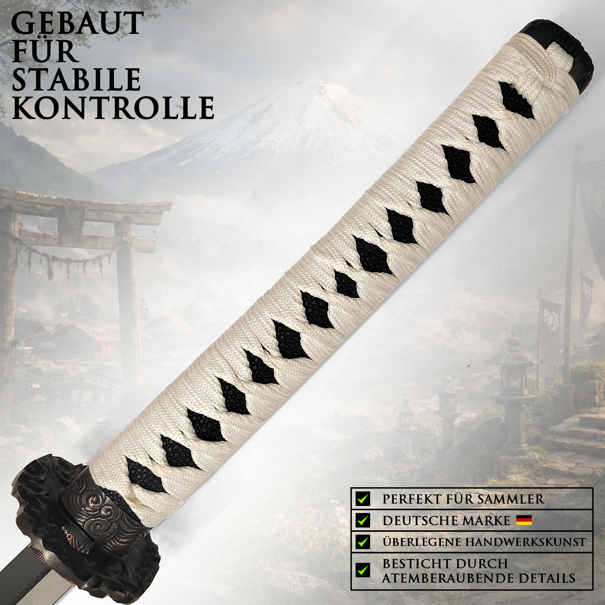 Ghost of Tsushima Jin Sakai Katana mit Scheide und Ständer – Samurai Schwert Replik 103 cm – Carbonstahl Klinge – Deko Katana aus dem Action Adventure