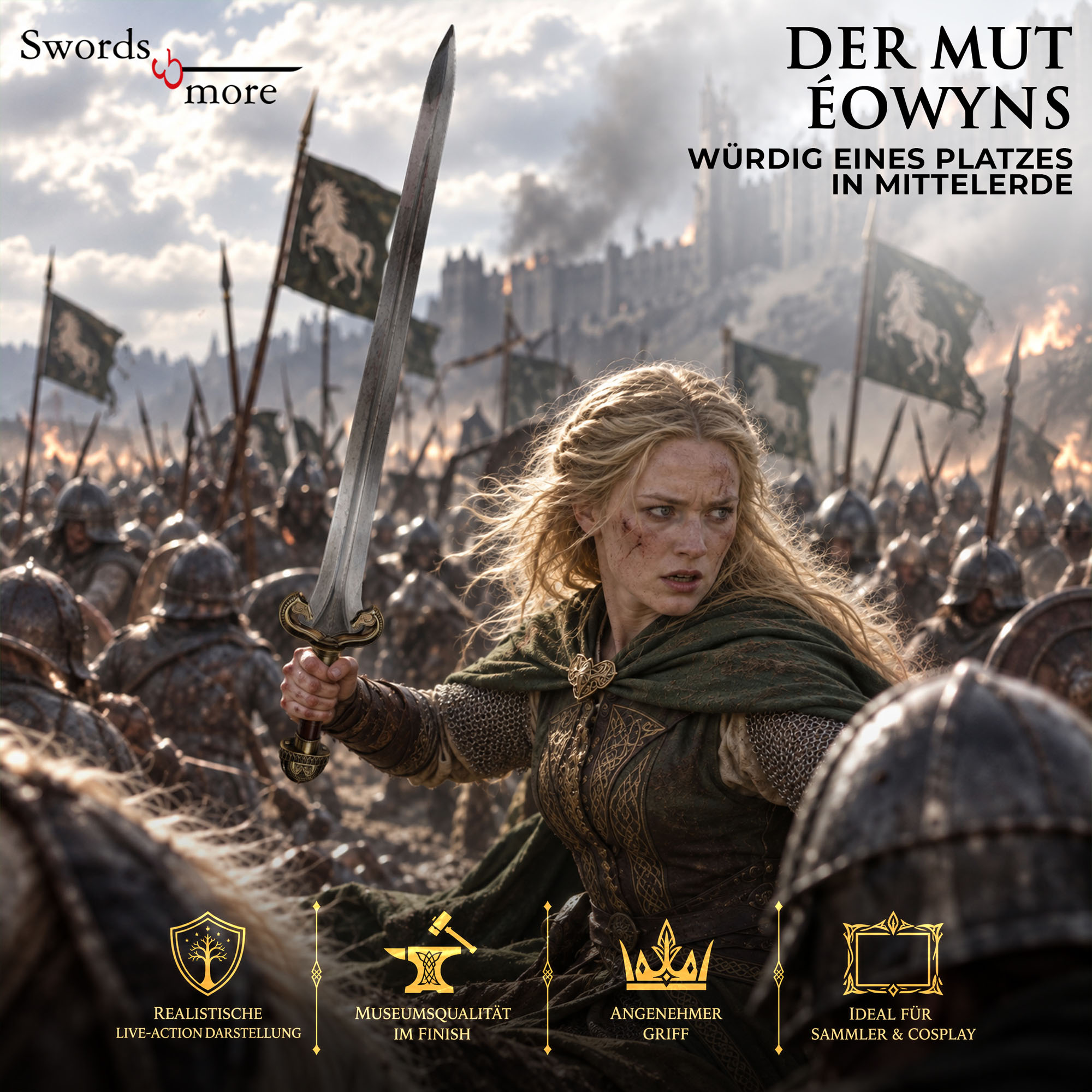 Herr der Ringe Éowyn Schwert Replik Aus Stahl Inklusive Wandhalterung 96 cm