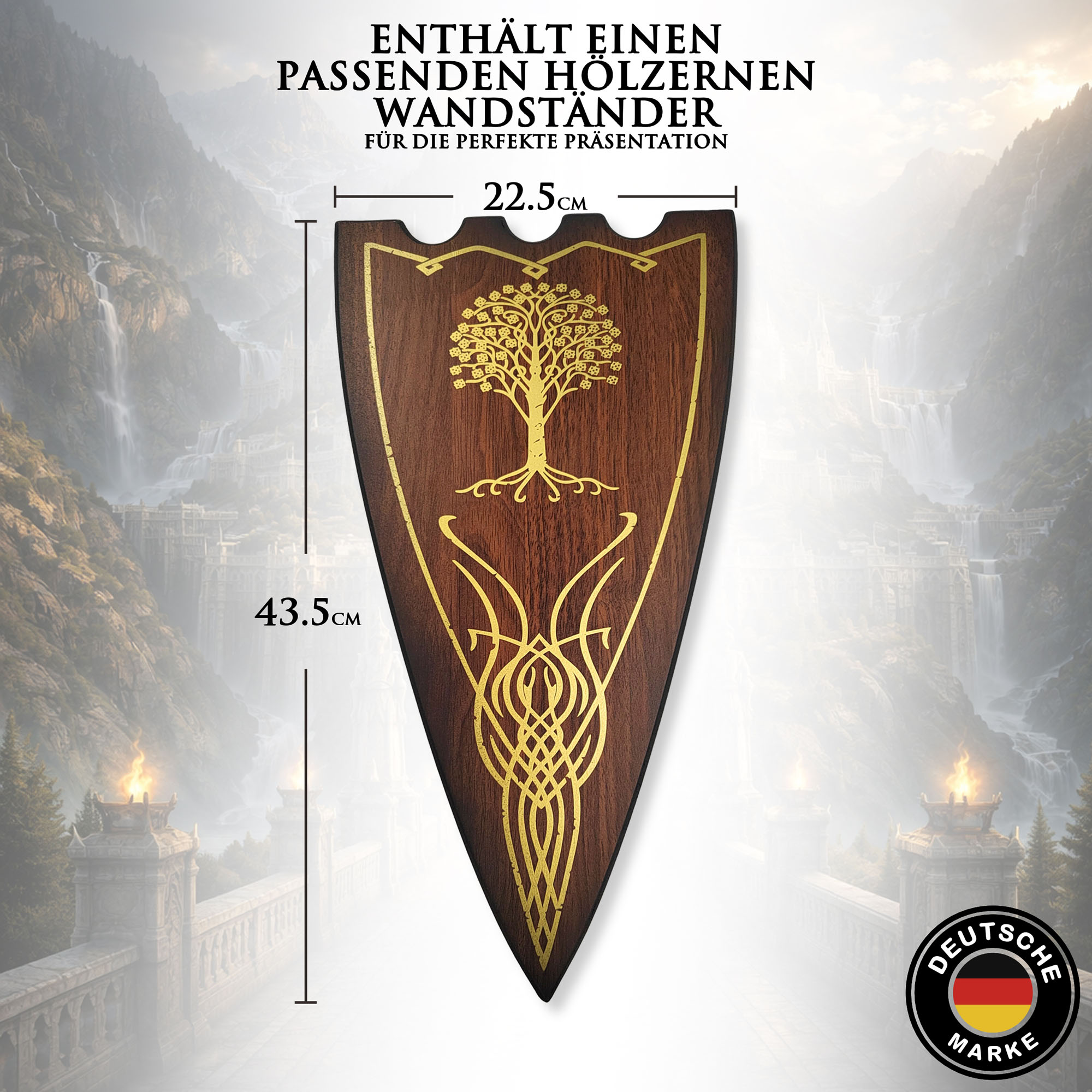 Herr der Ringe Isildur Schwert 119cm | Numenor Langschwert Replik aus Stahl mit Wandhalterung | Gondor Königswaffe für Sammler | LOTR Wanddeko