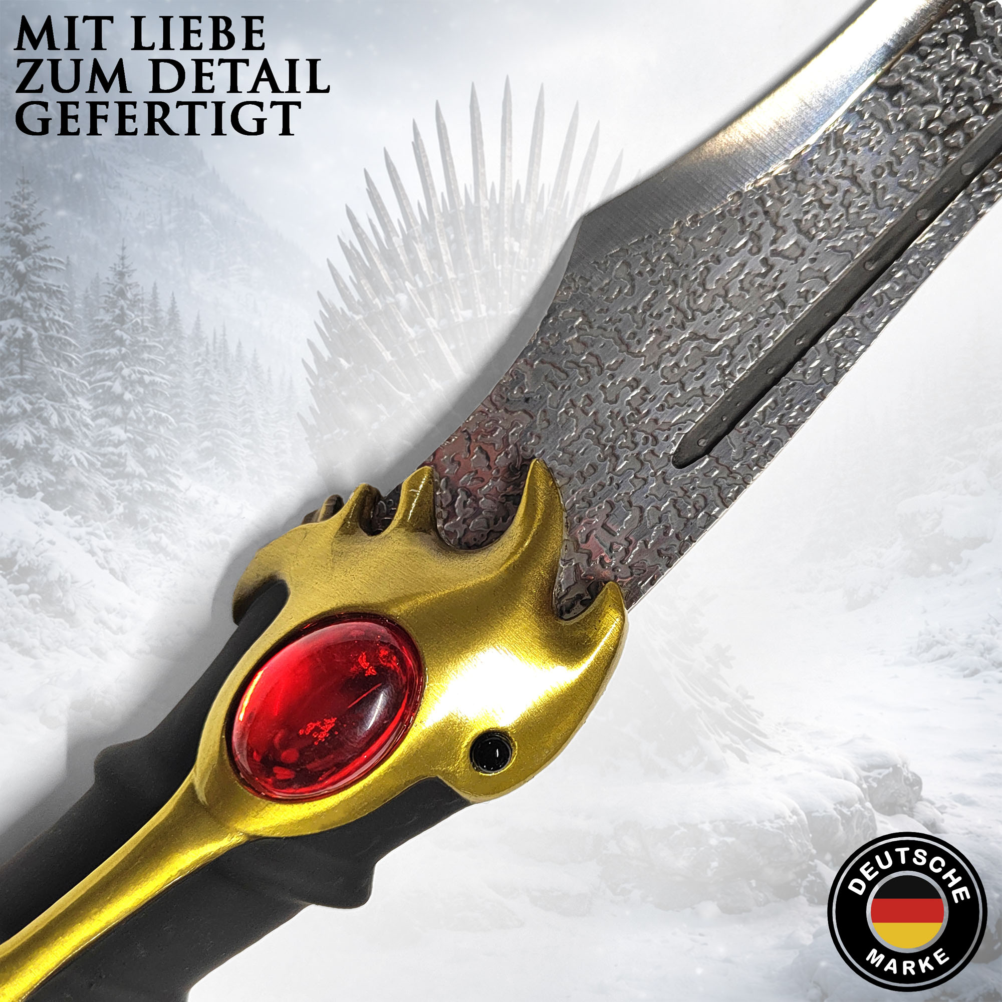 Game of Thrones Arya Stark Dolch Replik 48,5 cm – Legendärer Valyrian Steel Dagger mit Wandhalter – GoT Sammlerstück Fantasy Dolch mit Stahlklinge