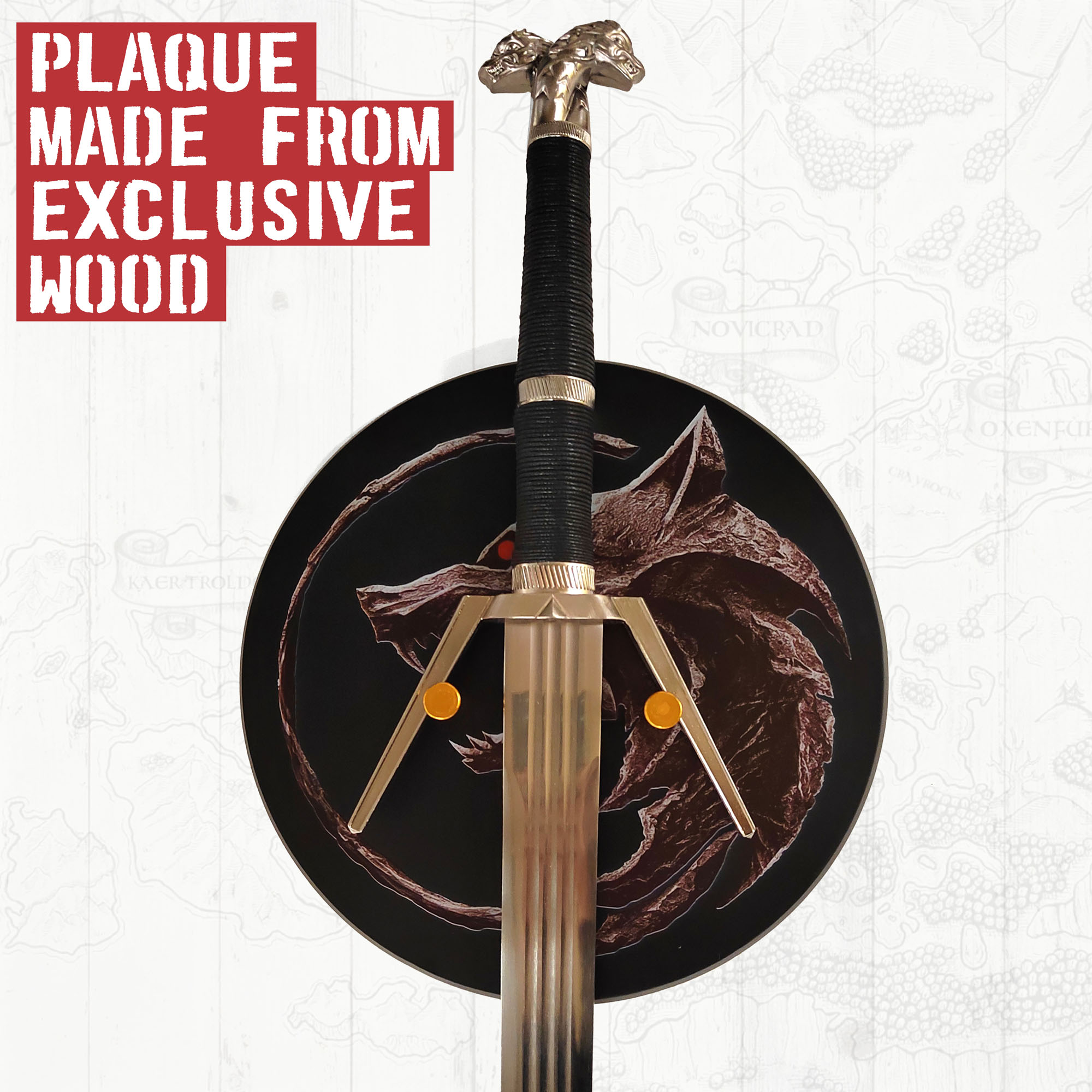 Witcher - Silber Schwert mit Scheide + Wanddisplay