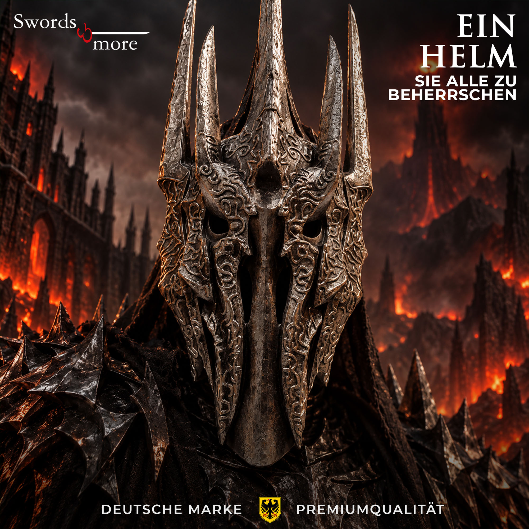 Herr Der Ringe Sauron Helm Resin Replika Deko Inkl Holzständer Stativ 66 cm