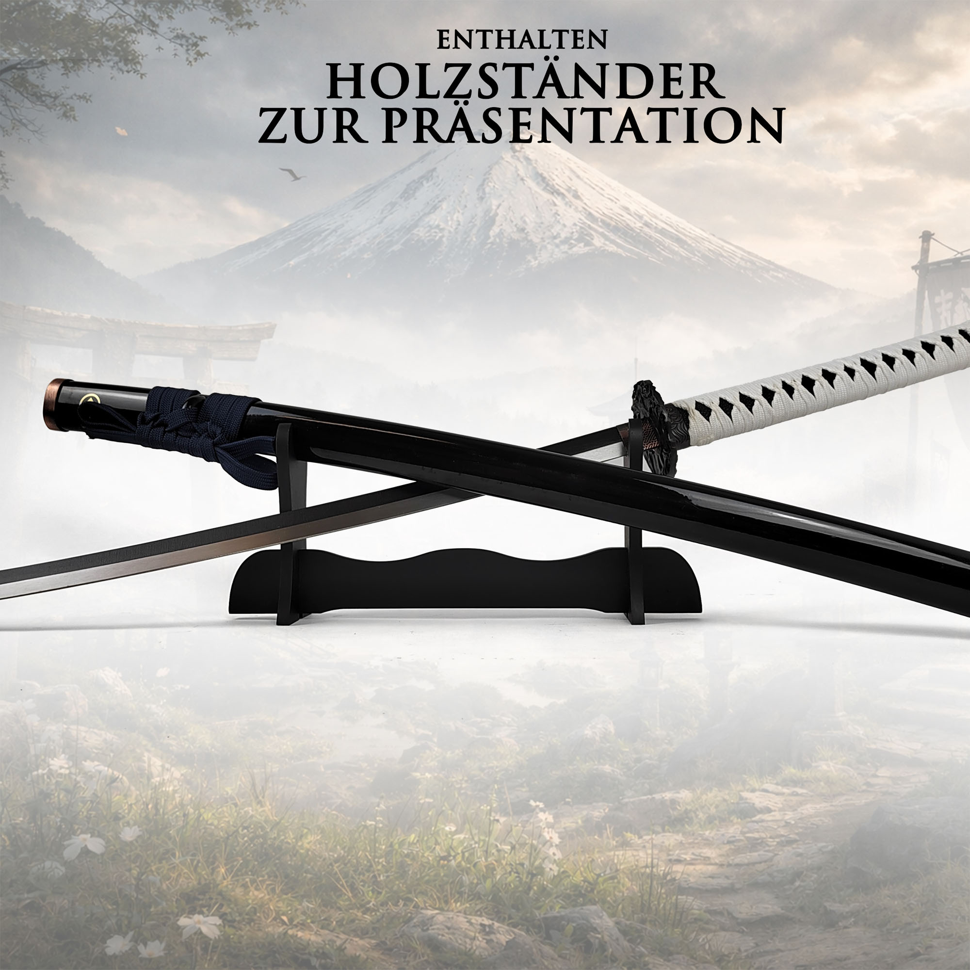 Ghost of Tsushima Jin Sakai Katana mit Scheide und Ständer – Samurai Schwert Replik 103 cm – Carbonstahl Klinge – Deko Katana aus dem Action Adventure