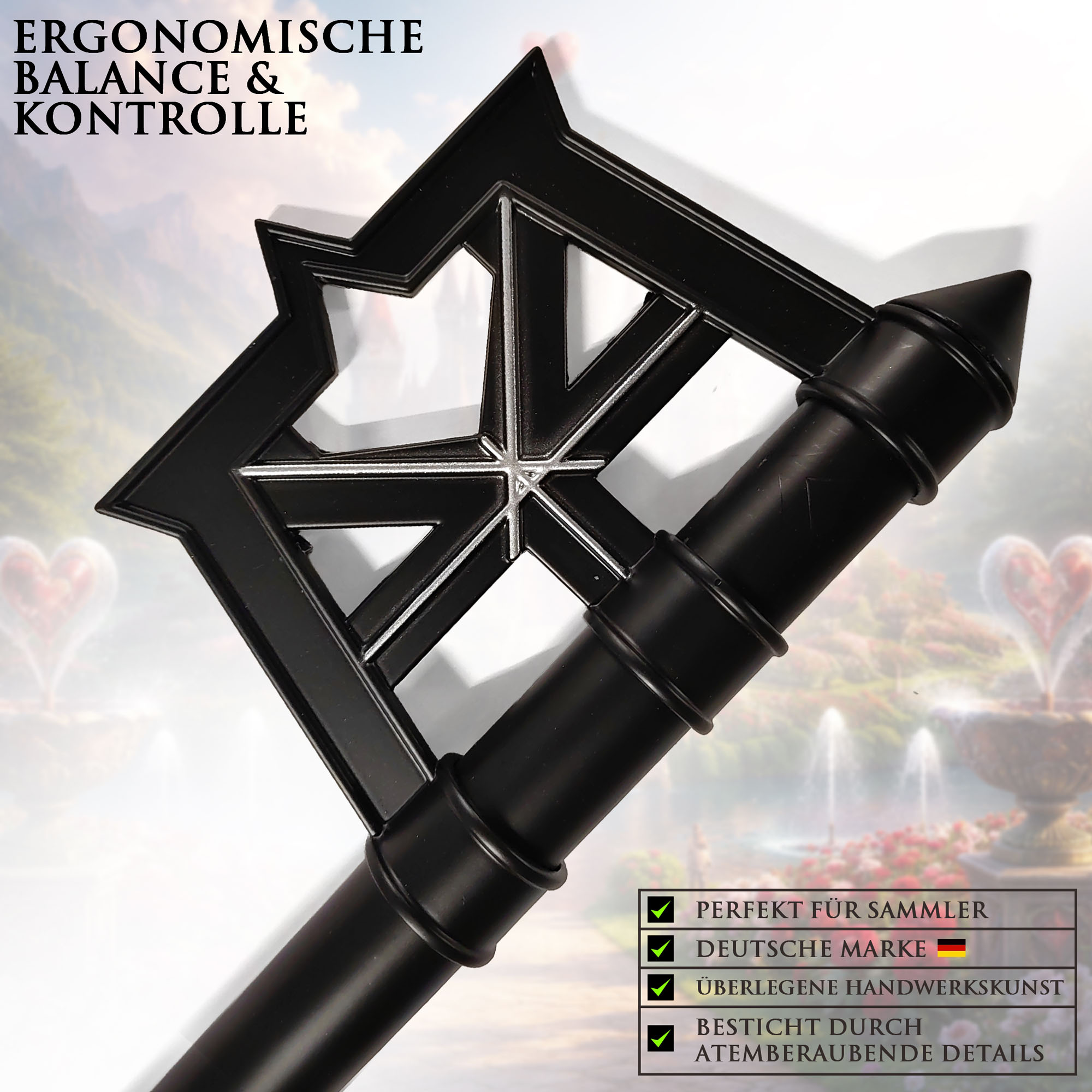 Kingdom Hearts Oblivion Schlüsselschwert 90cm | Massives Keyblade aus Edelstahl (1,2kg) | Sora & Riku Replik | Metall Deko Waffe & Cosplay Accessoire