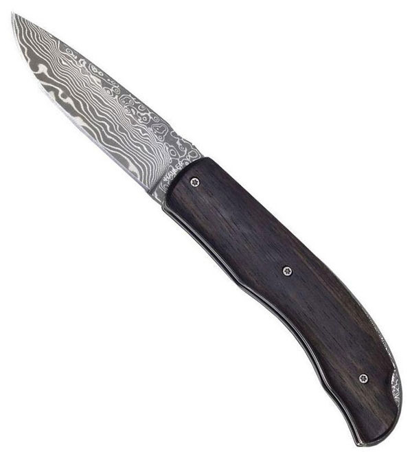Damasttaschenmesser mit Ebenholzgriff