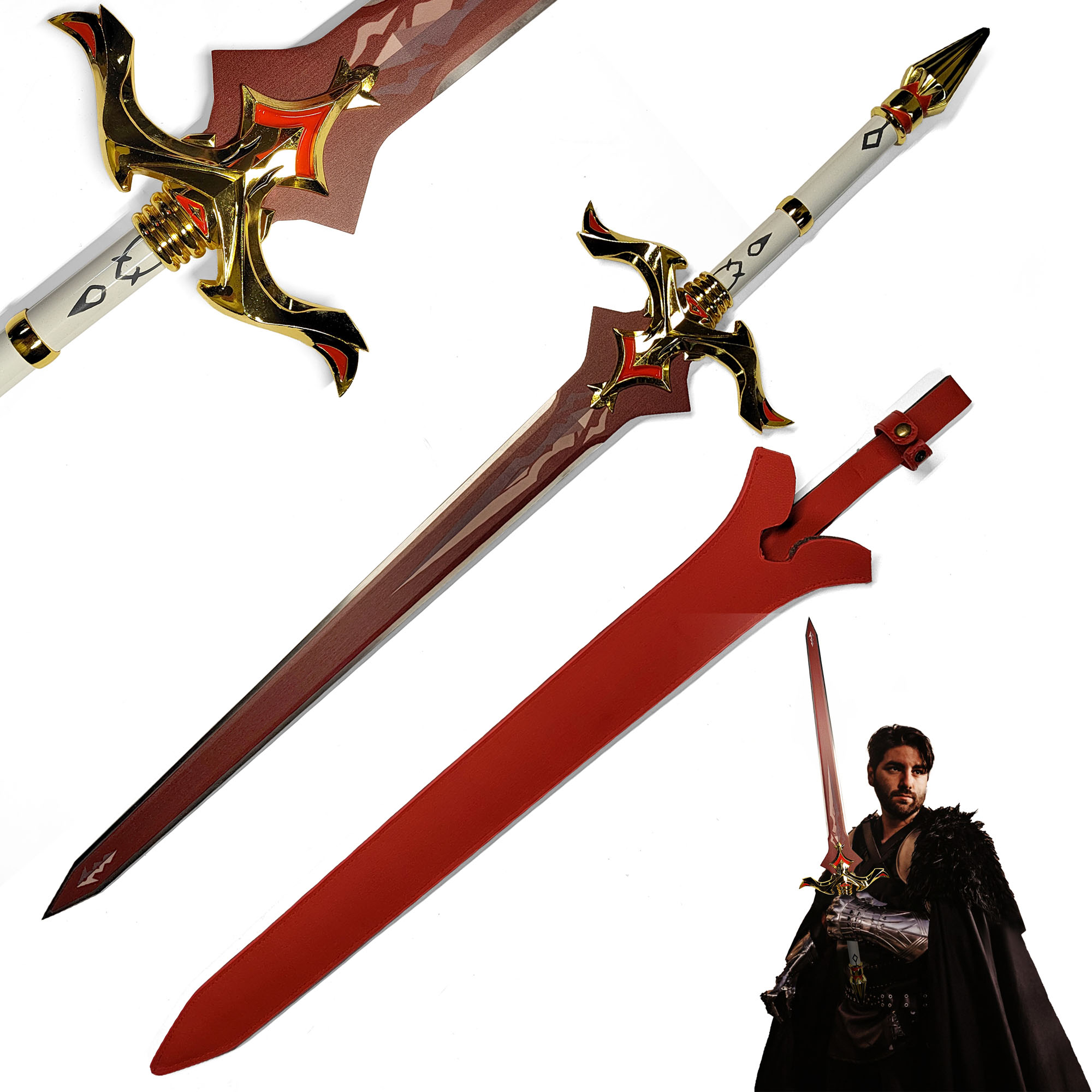 Genshin Impact - Royales Schwert mit Scheide, Genshin Impact Cosplay, Katana Schwert echt Samurai Schwert aus Stahl, Dekoration für einen Sammler oder als Geschenk