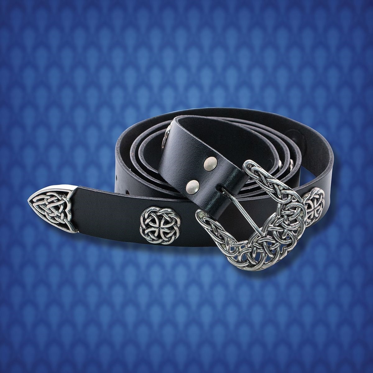 Nobler schwarzer Ledergürtel mit Conchos