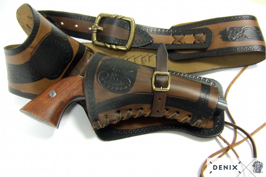 Coltgürtel aus Leder inklusive 24 Kugeln, für 1 Colt