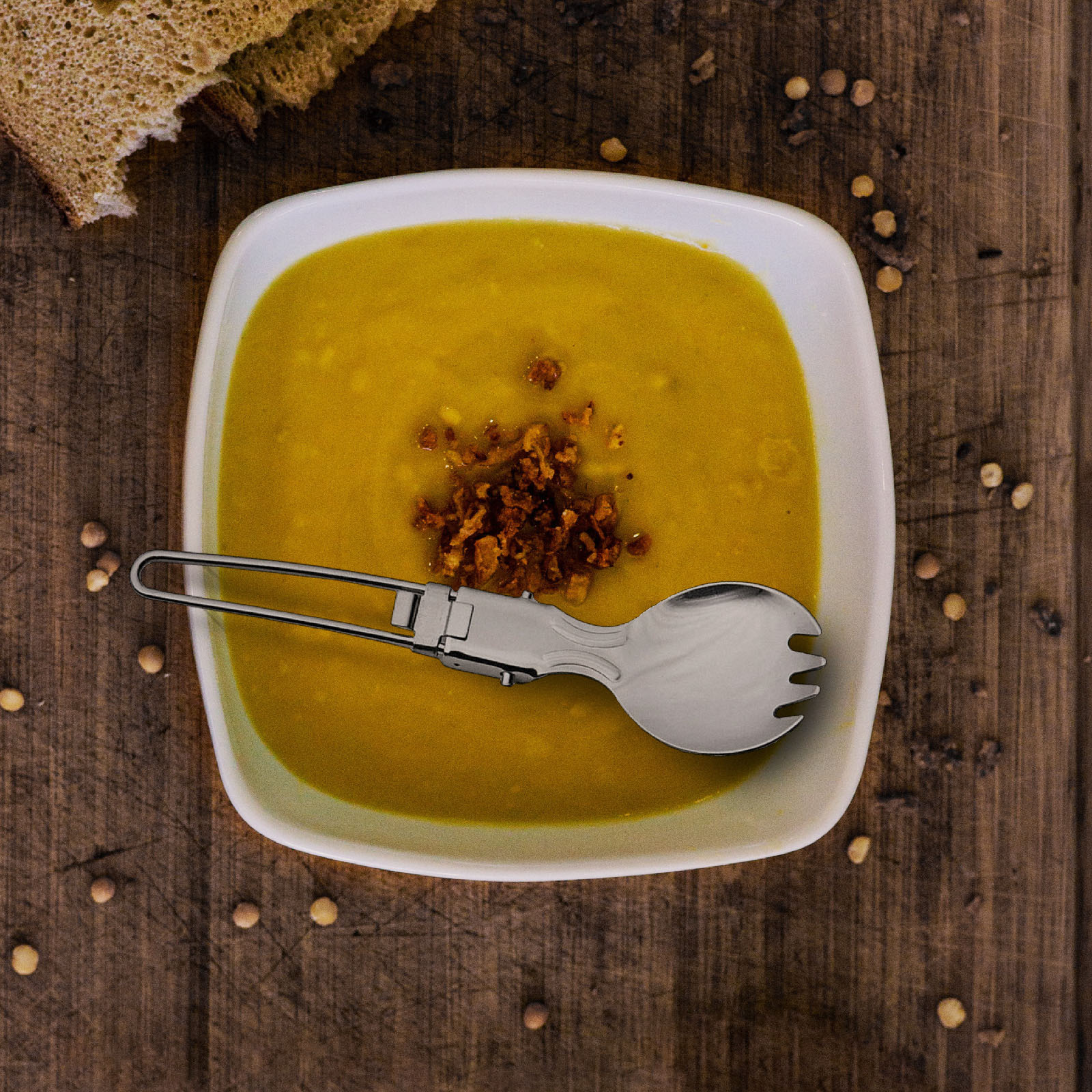 Spork, Faltbarer Outdoorlöffel mit Survivalgabel, perfekt zum Camping oder Zelten