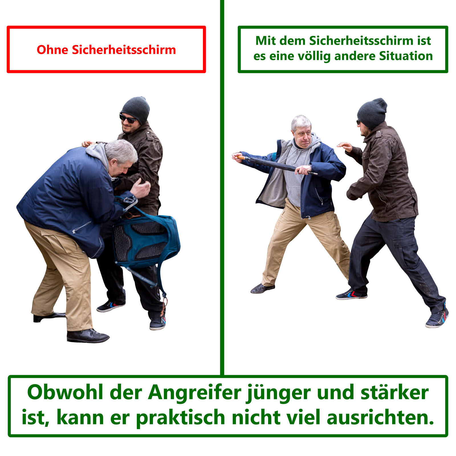 Selbstverteidigungs Regenschirm - Rundhakengriff
