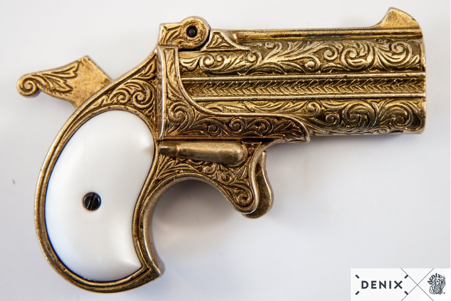 Derringer, Doppellauf, Kal.41, messingf. Perlmuttimit, USA 1866 
