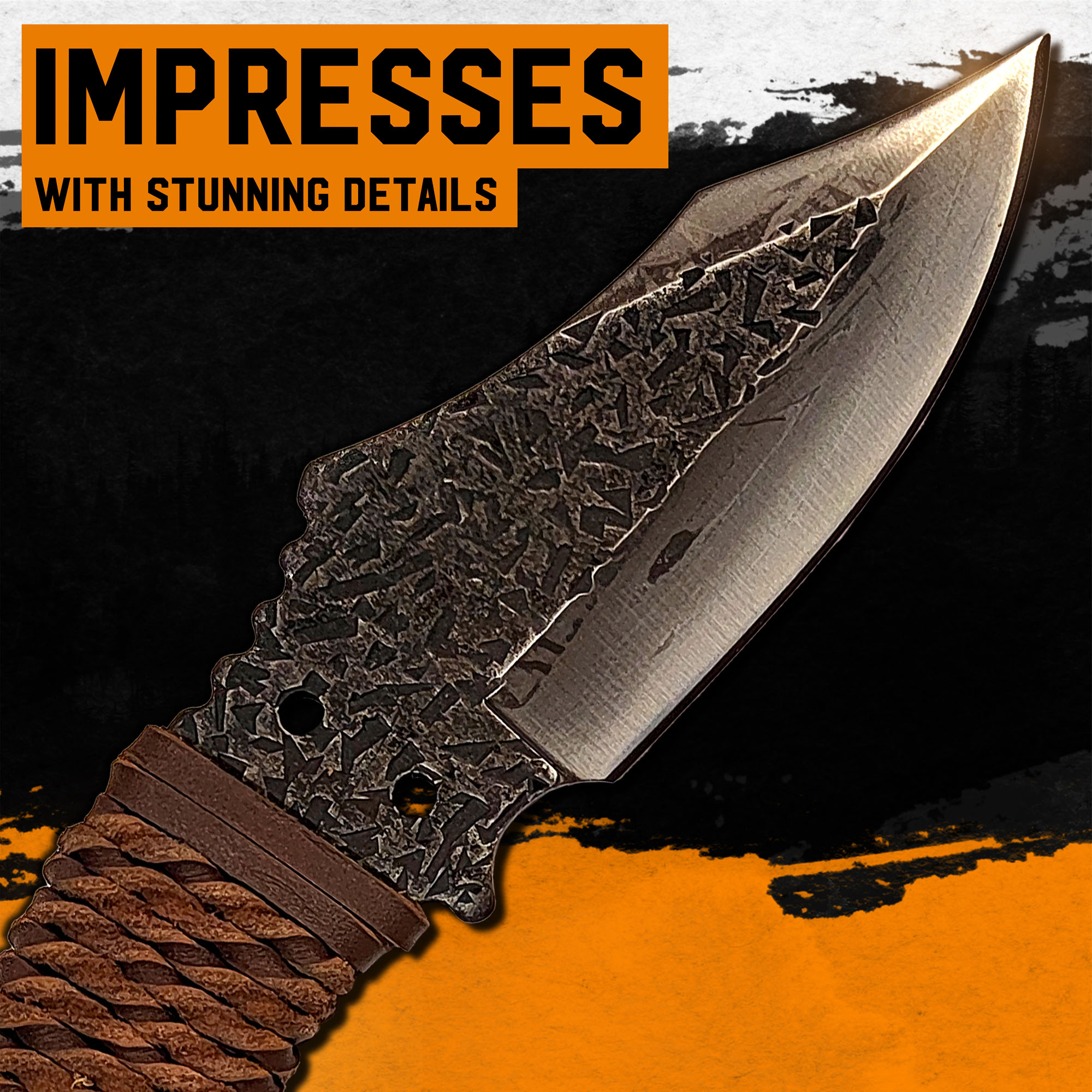 Tracker Jagdmesser mit Lederscheide
