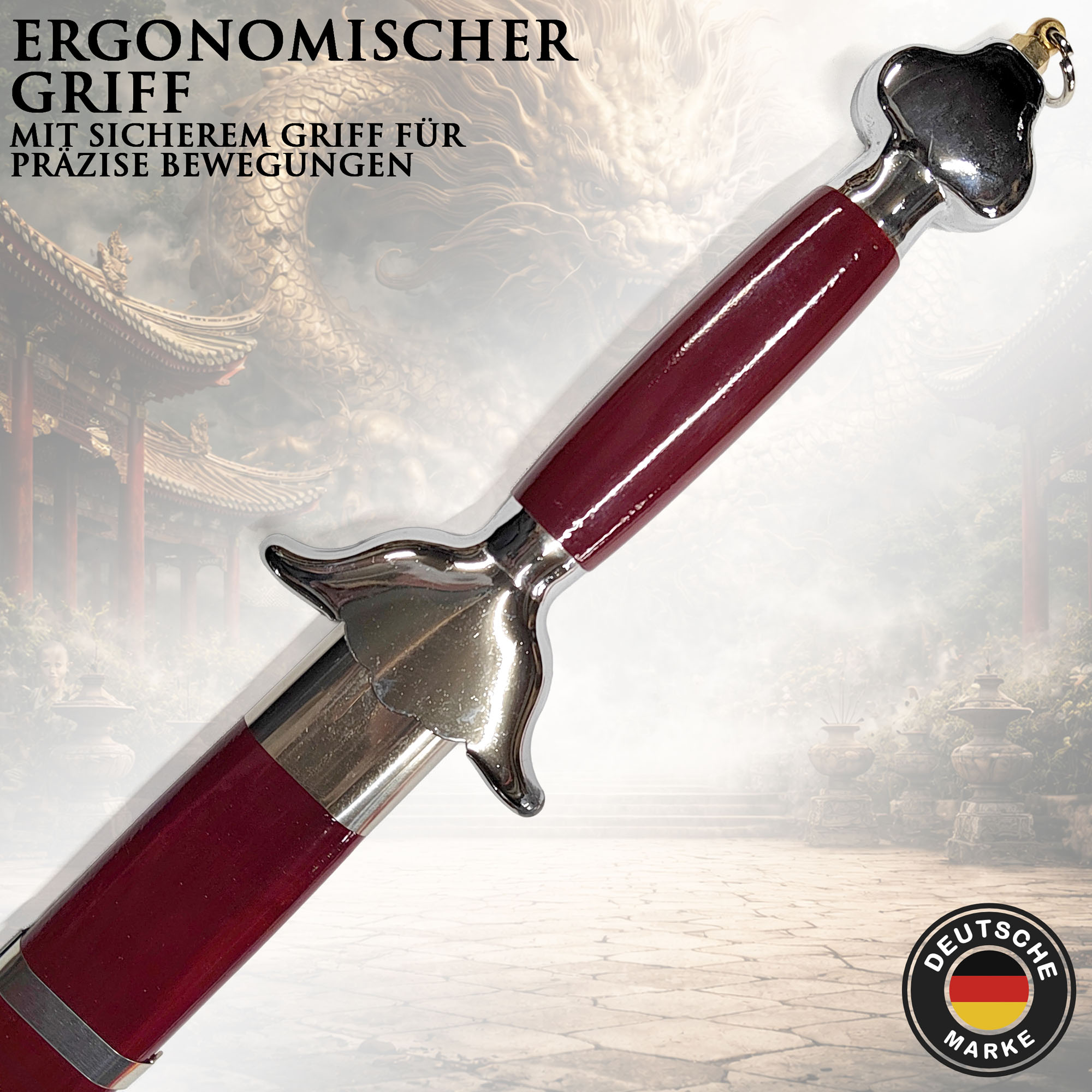 Tai Chi Schwert Jian mit fester Klinge 71cm | Leichtes Übungsschwert aus Stahl mit Holzscheide & Tasche | Chinesisches Schwert für Training, Formen & Meditation