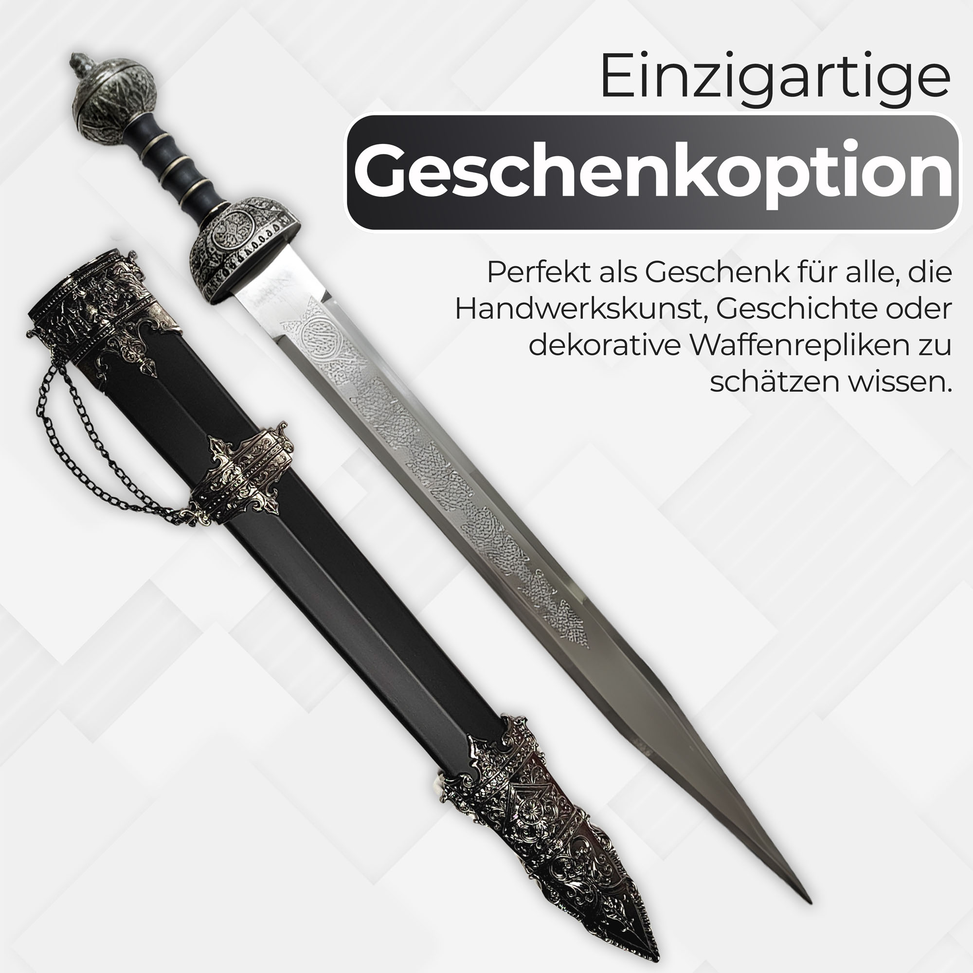 Römisches Gladius Schwert 76cm | Massives Kurzschwert der Römischen Legion (1,2kg Stahlklinge) | Historische Militaria Replik mit Holzscheide & Metallbeschlägen