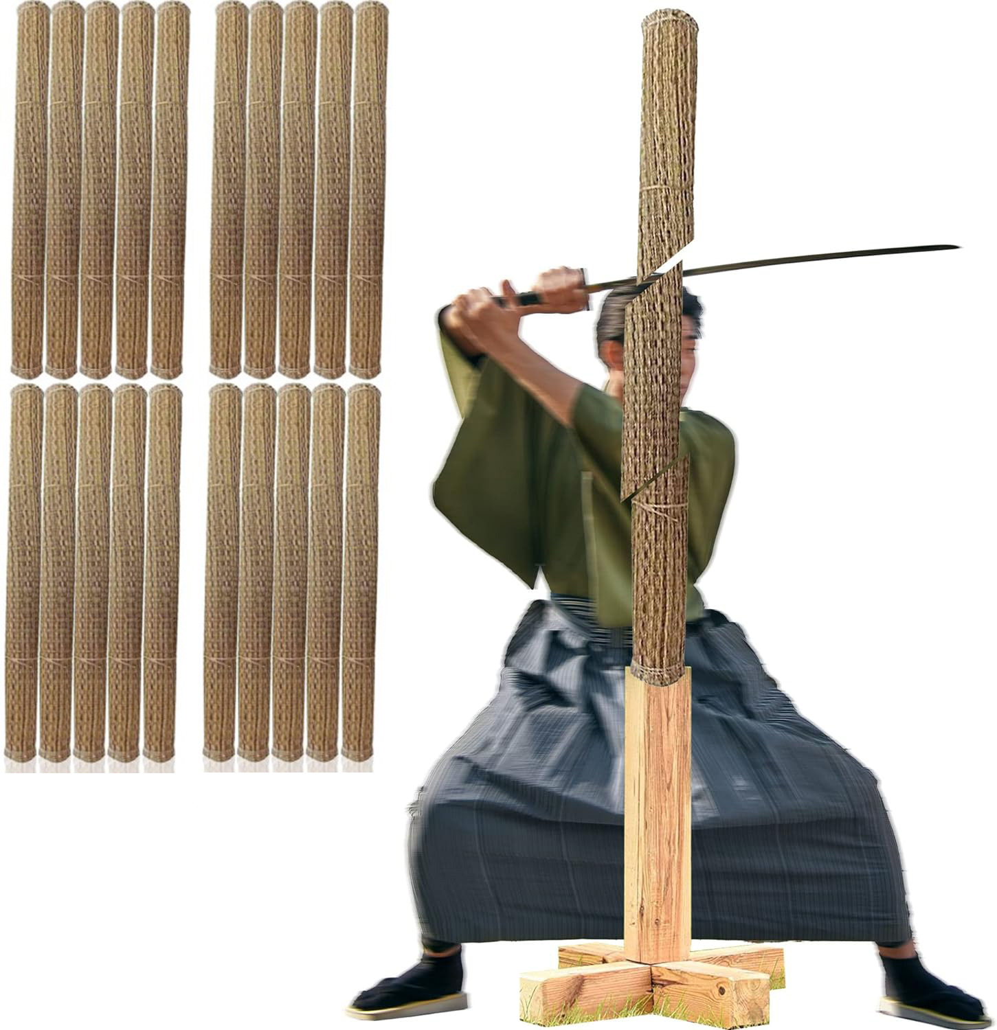 Swords and more Tatami Omote - 20 STÜCK - aus Reisstroh, japanische Matte, Matte für den Schwert-Schnitttest Tameshigiri, Zielübung für das Samuraischwert & das Katanaschwert, einfache Qualität