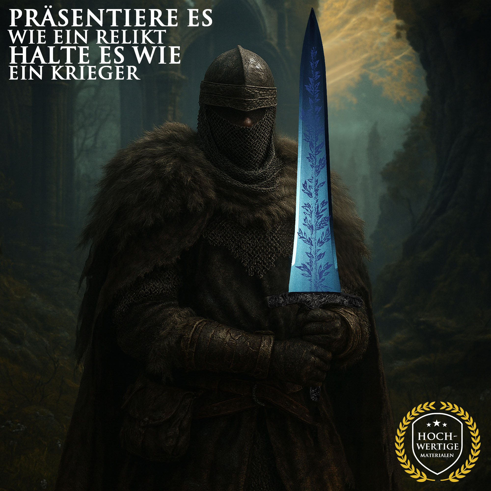Elden Ring Dark Moon Großschwert Holz mit Scheide 126cm | Rannis Dunkelmond Replik aus Bambus | Leichtes Cosplay Schwert & Deko Waffe | Con-Safe Kostümzubehör