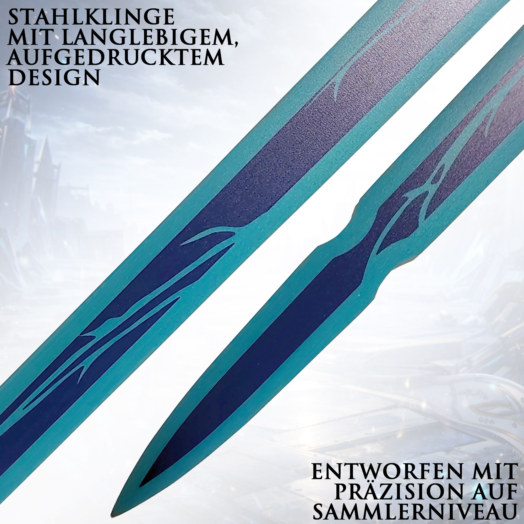 Honkai: Star Rail Yanqing Schwert 104,5cm | Edelstahl Replik mit PU-Scheide | Xianzhou Luofu Cosplay Waffe & Gaming Deko | HSR Merch