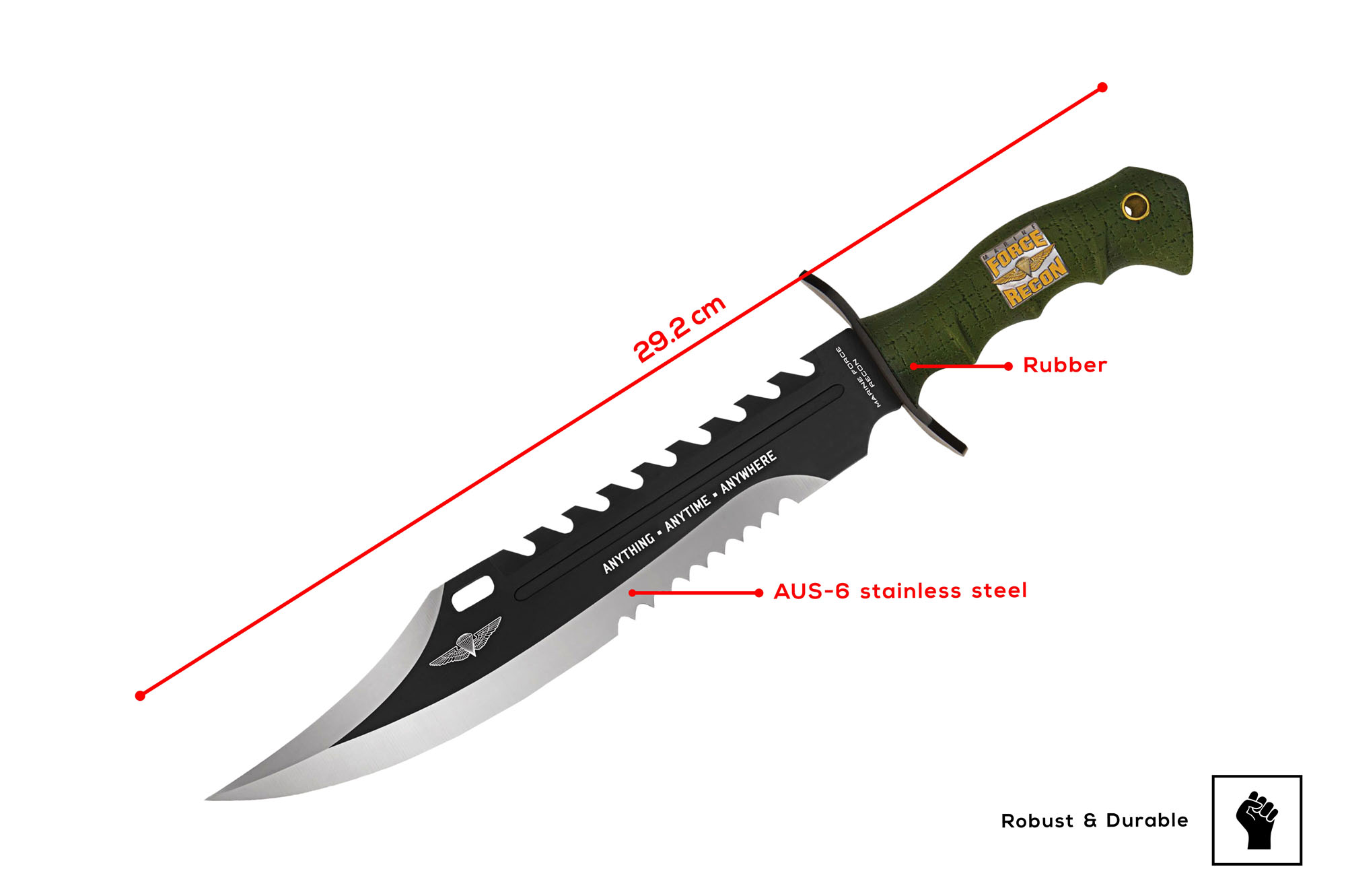 Anytime Anywhere Marine Recon Bowie und Scheide