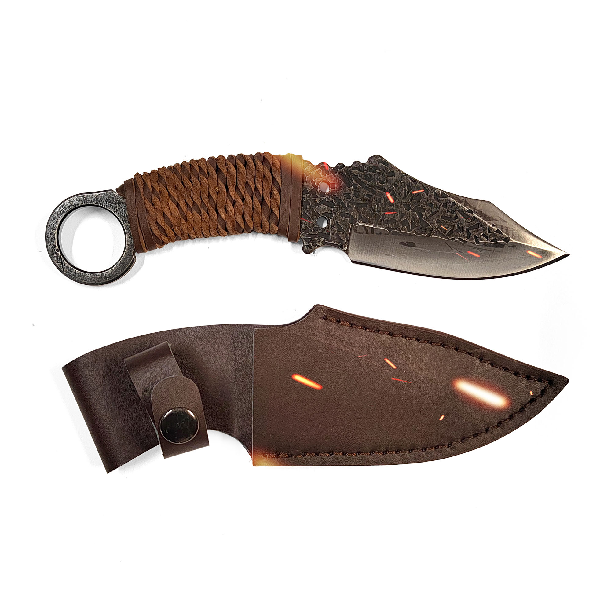 Tracker Jagdmesser mit Lederscheide