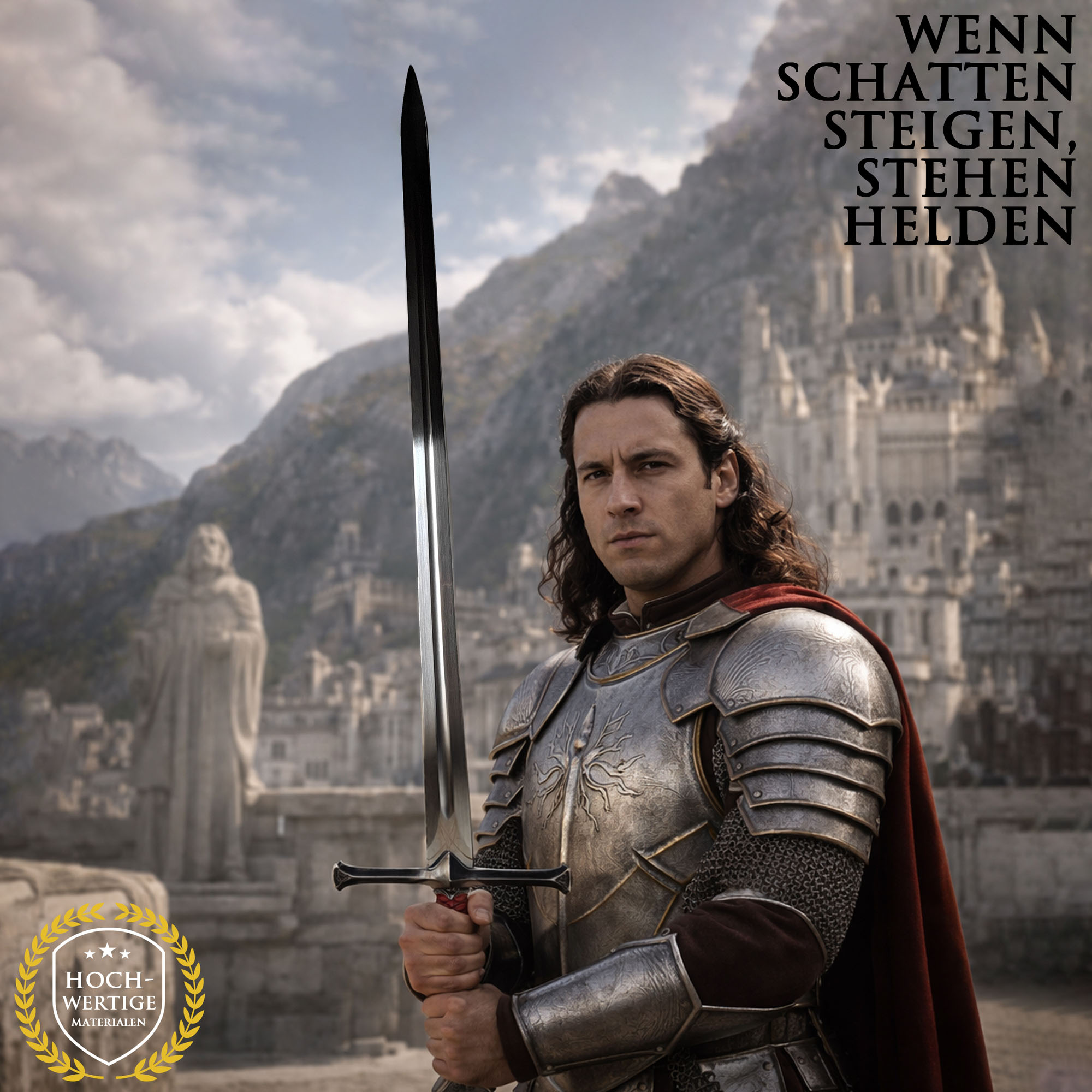 Herr der Ringe Isildur Schwert 119cm | Numenor Langschwert Replik aus Stahl mit Wandhalterung | Gondor Königswaffe für Sammler | LOTR Wanddeko
