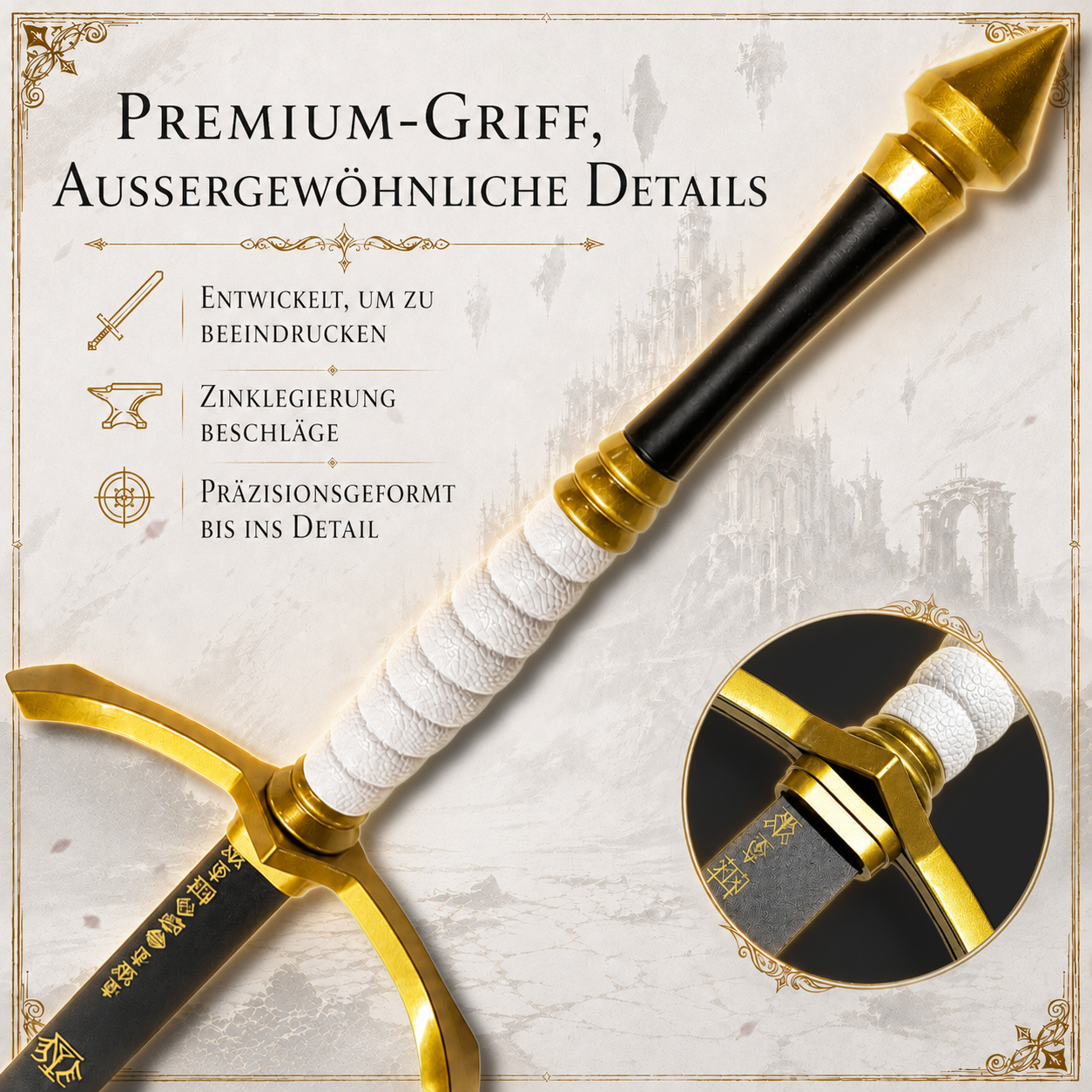 Clair Obscur Expedition 33 Gustaves Noahram Schwert 119,5cm | Edelstahl Zweihandschwert Replik inkl. Wandhalterung | RPG Gaming Cosplay Waffe & Deko-Schwert Sammlerstück