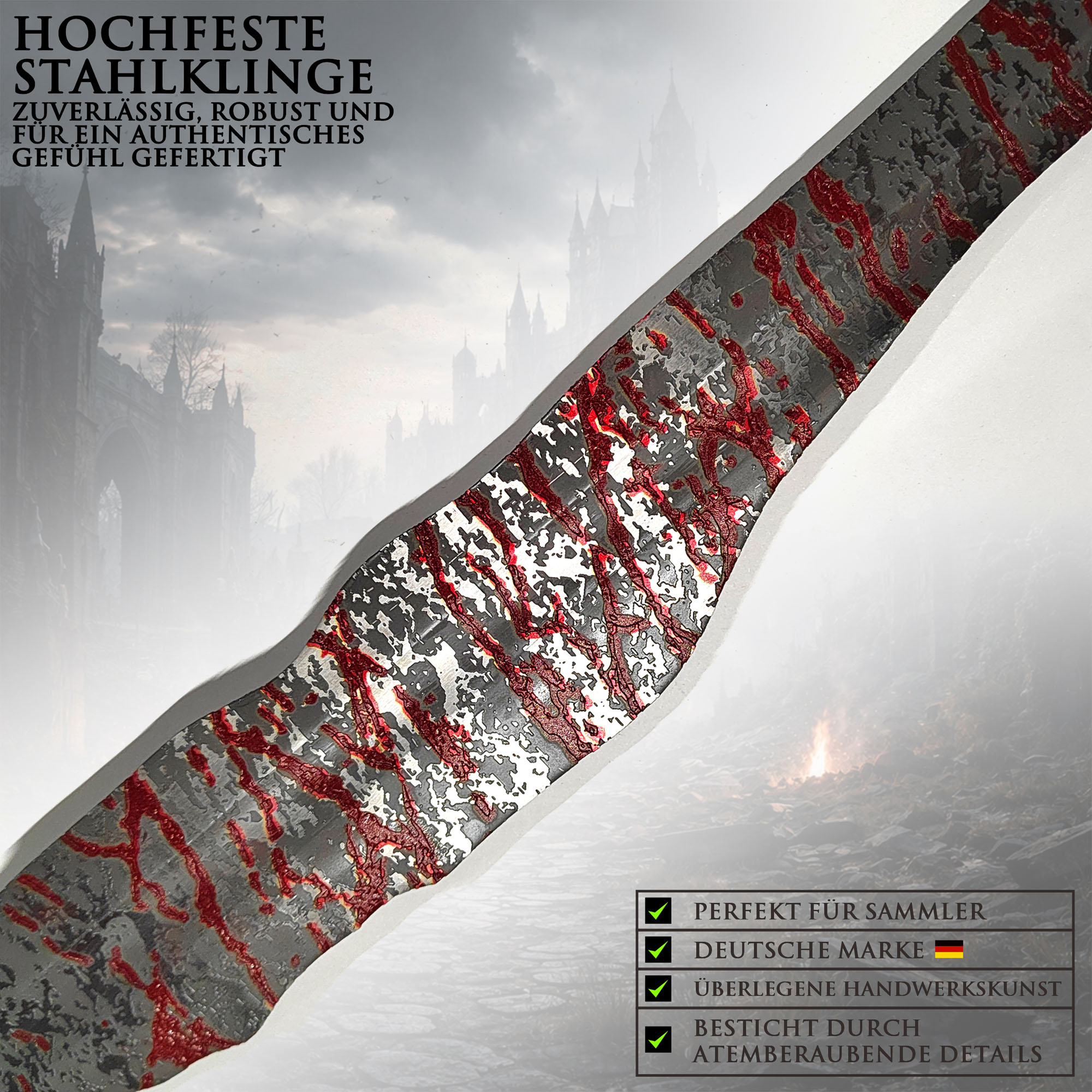 Dark Souls III Gaels Großschwert 107 cm – Slave Knight Gael Schwert Replik mit Scheide – Steel Greatsword Fantasy Sammlerschwert Cosplay Deko Waffe
