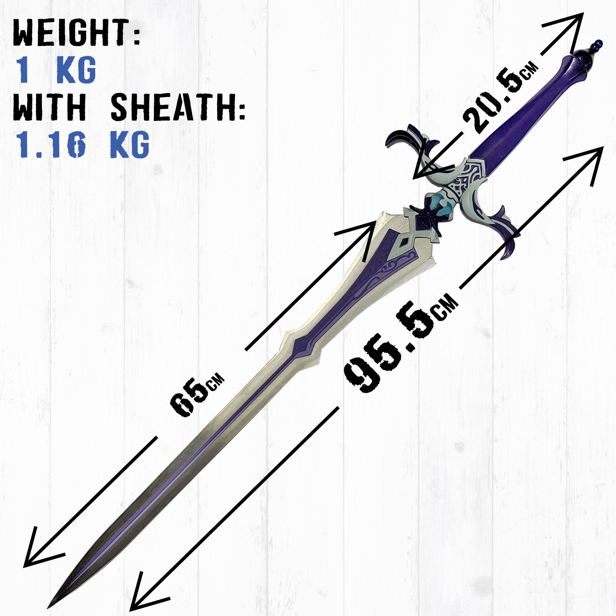 Genshin Impact - Sacrificial Schwert mit Scheide, Genshin Impact Cosplay, Katana Schwert echt Samurai Schwert aus Stahl, Dekoration für einen Sammler oder als Geschenk