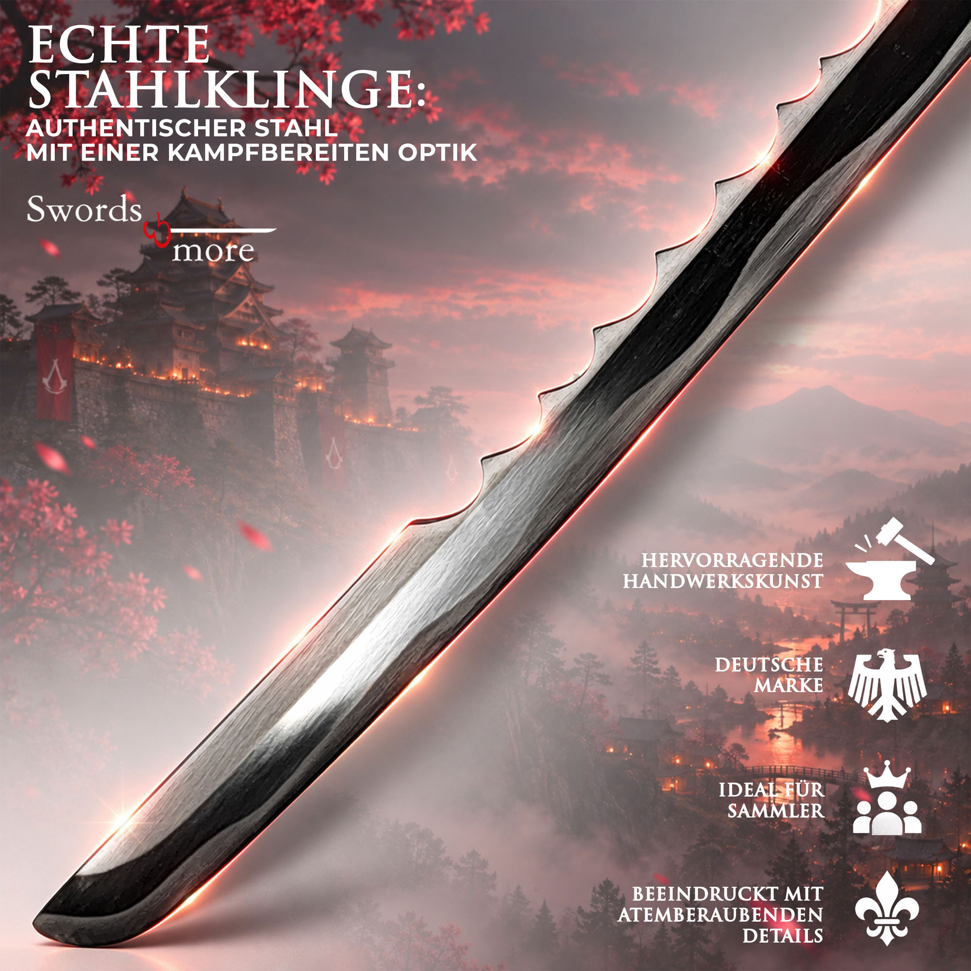 Assassins Creed Shadows Naoes Bloodshade Katana Schwert Replik Stahl 103 cm