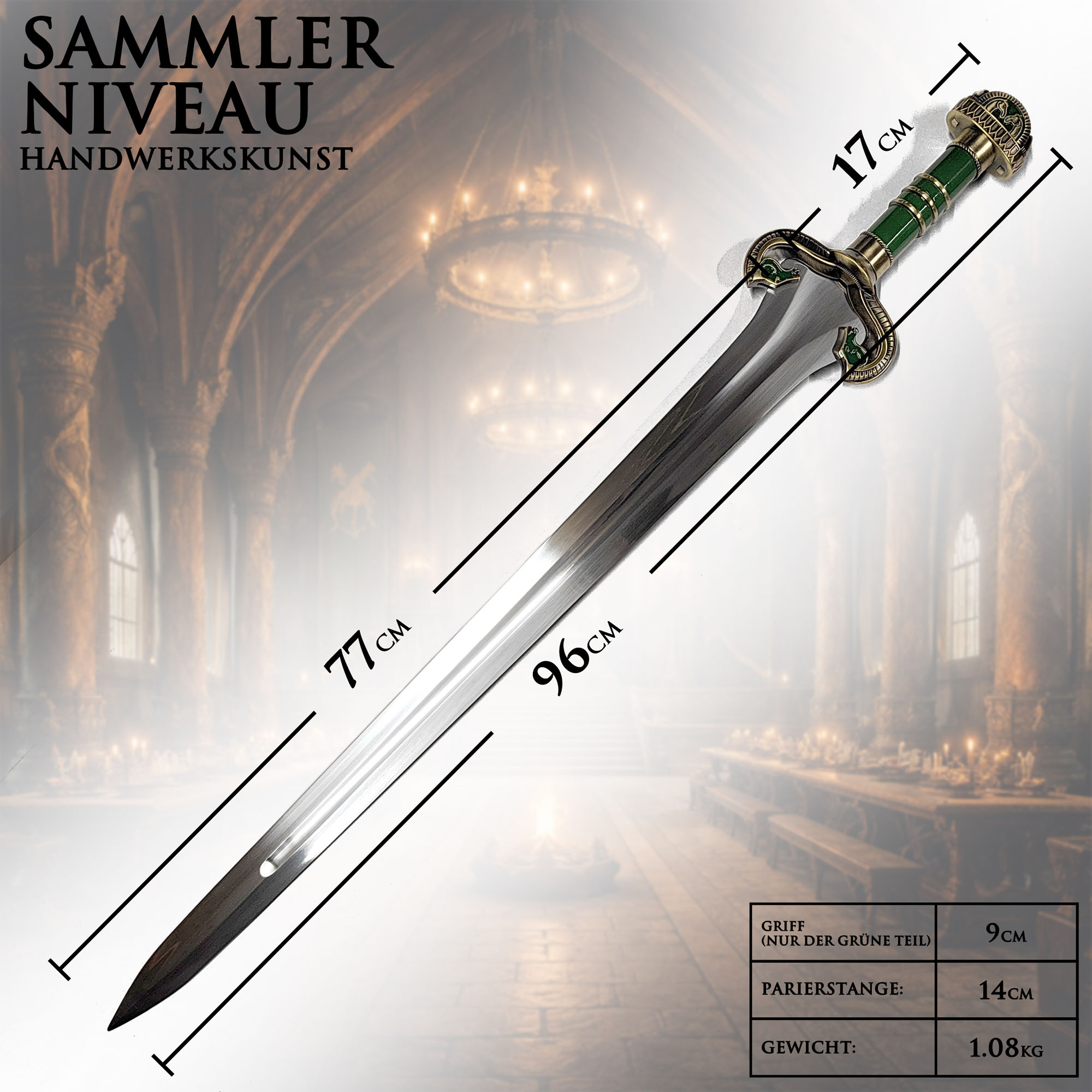 Herr der Ringe Théodreds Schwert Replik 96 cm – Rohan Schwert aus The Two Towers mit Wandhalterung – Lord of the Rings Sammlerschwert mit Stahlklinge