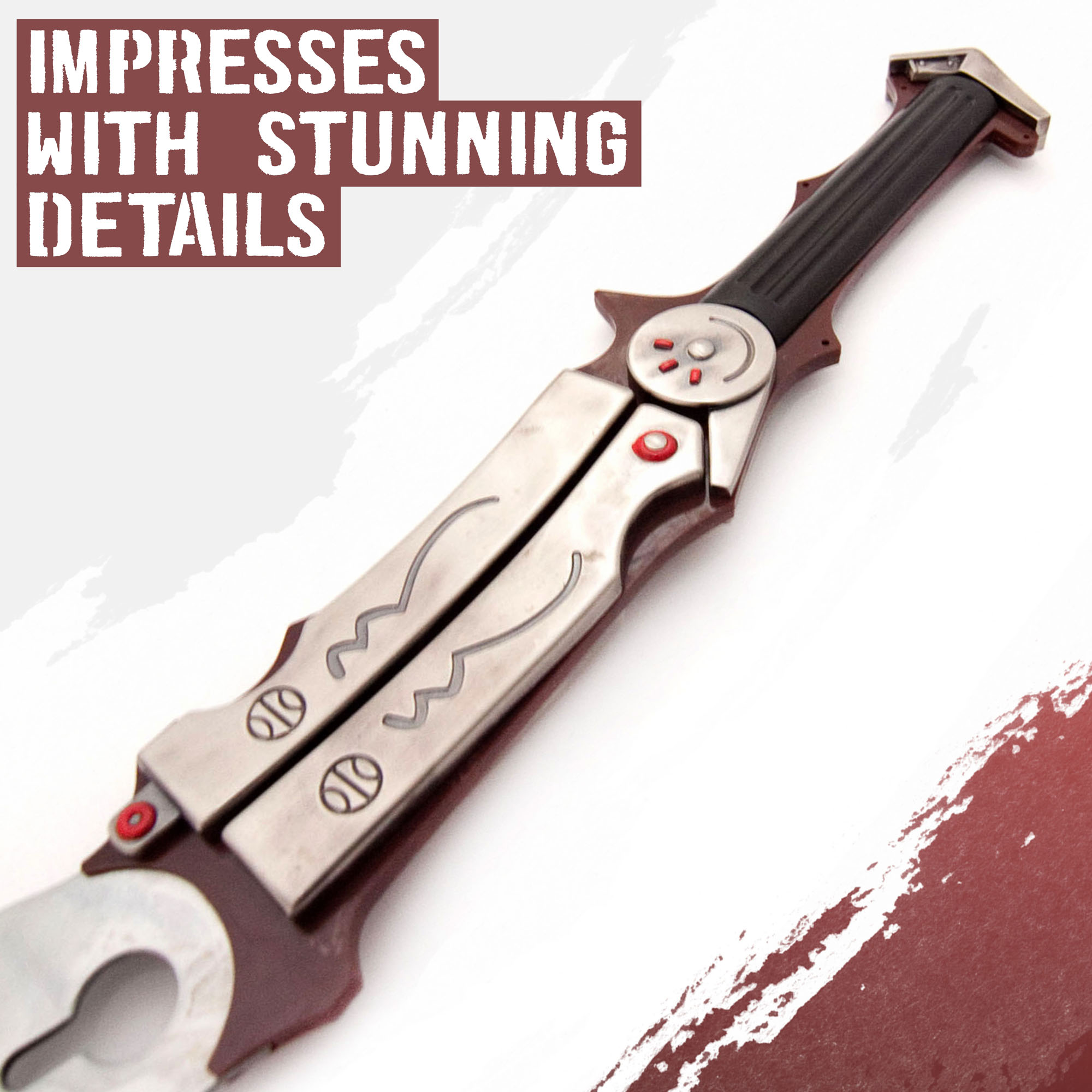 Final Fantasy Lightning Blazefire Saber Schwert 115 cm – FF13 Gunblade Replik Metall Cosplay Waffe mit Ständer – Gaming Sammlerstück Anime Deko Schwert