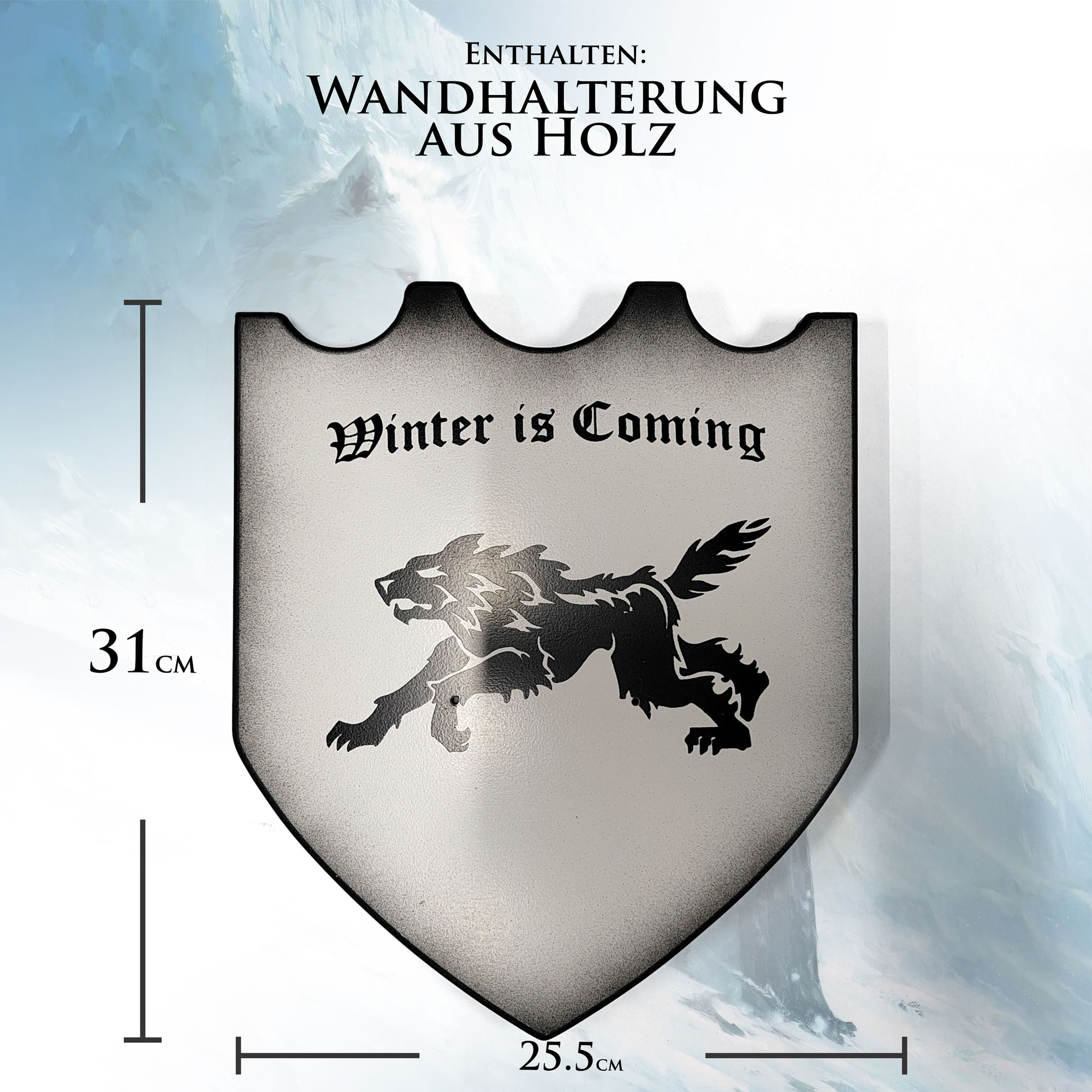 Game of Thrones Schwert Langklaue von Jon Schnee | Longclaw Replik 105cm | Deko Waffe mit Wolfsknauf & Wandhalterung | GoT Sammlerschwert