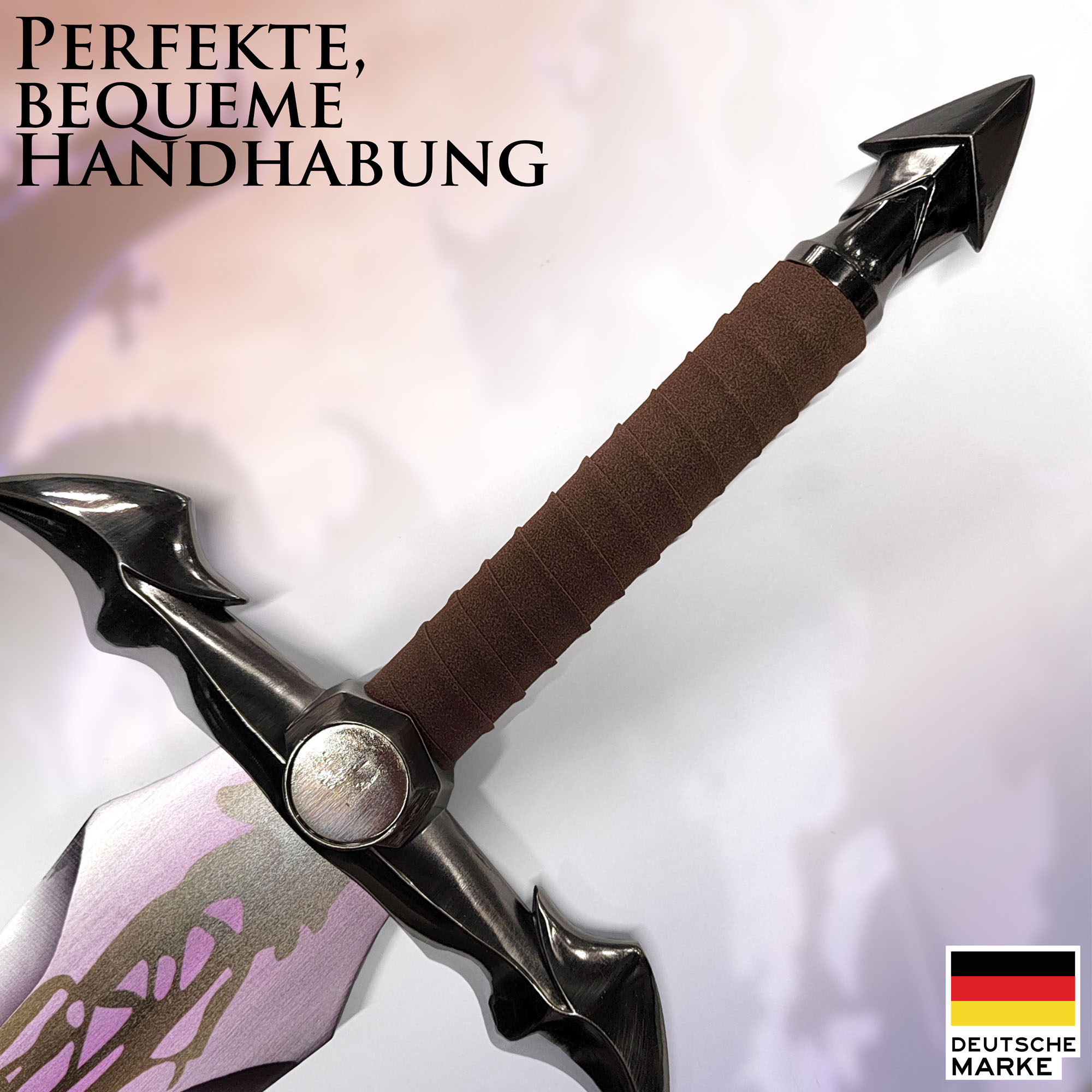 Solo Leveling Dämonenkönig Langschwert von Sung Jinwoo | Black Heart Version 108cm | Lila schimmernde Stahlklinge | Massive Anime Replik mit Wandhalterung | Schattenmonarch Deko Waffe