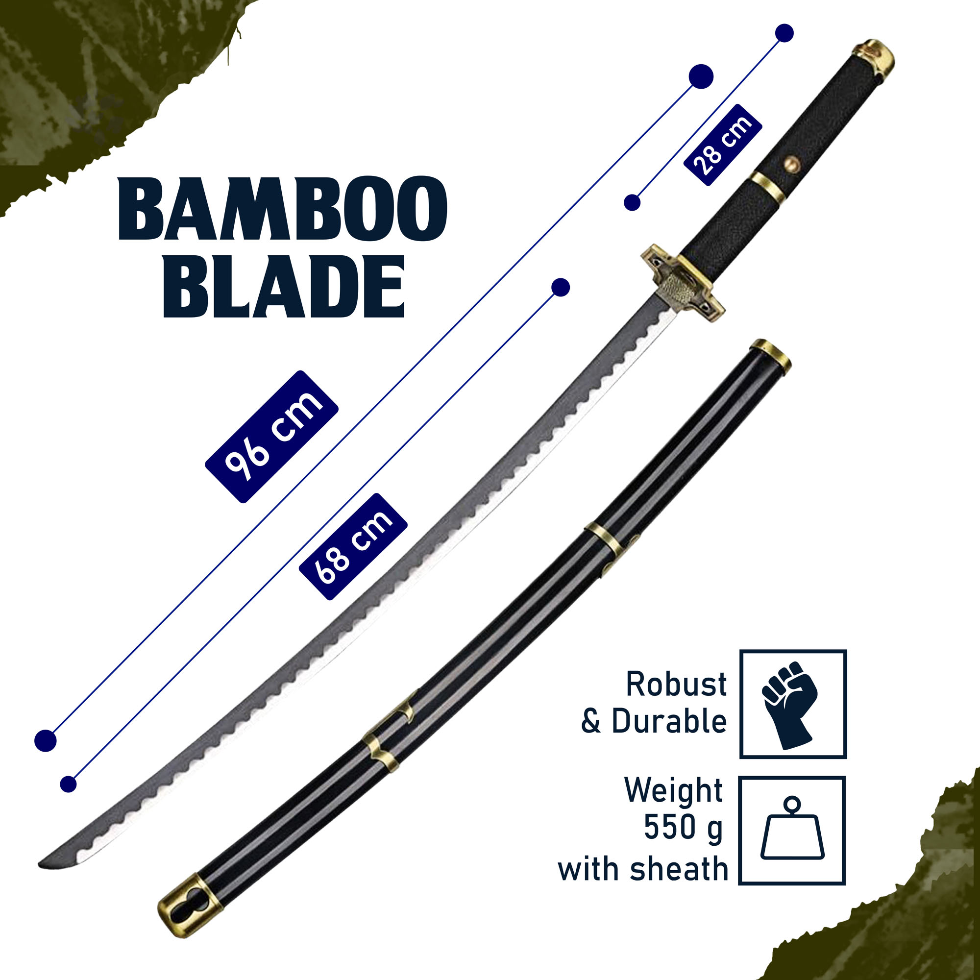One Piece - Roronoa Zoro Yubashiri Katana aus Holz mit Scheide