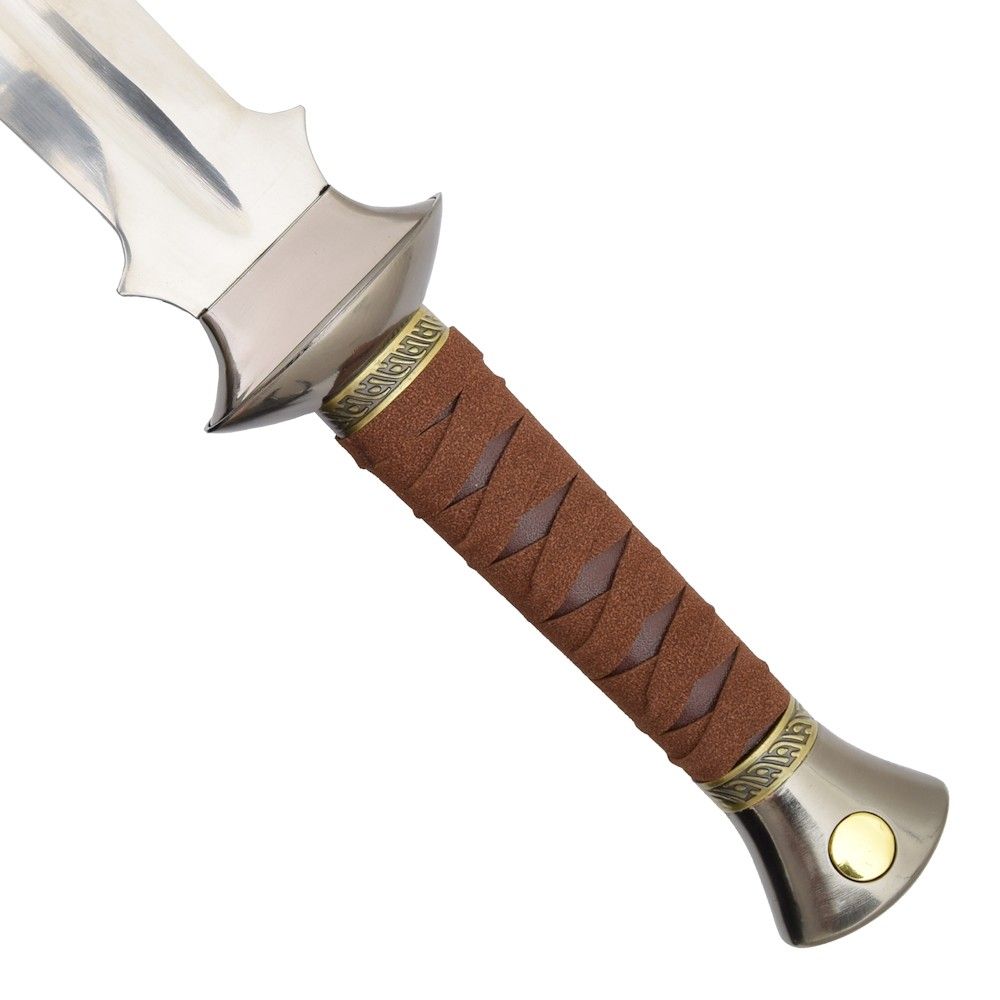 Herr der Ringe Samweis Gamdschie Dolch 60cm | Hobbit Kurzschwert Stahl-Replika mit Echtholz-Griff | Inkl. Kunstleder-Scheide & Holz-Wandhalterung | Fantasy Cosplay Waffe & Mittelerde Sammlerstück